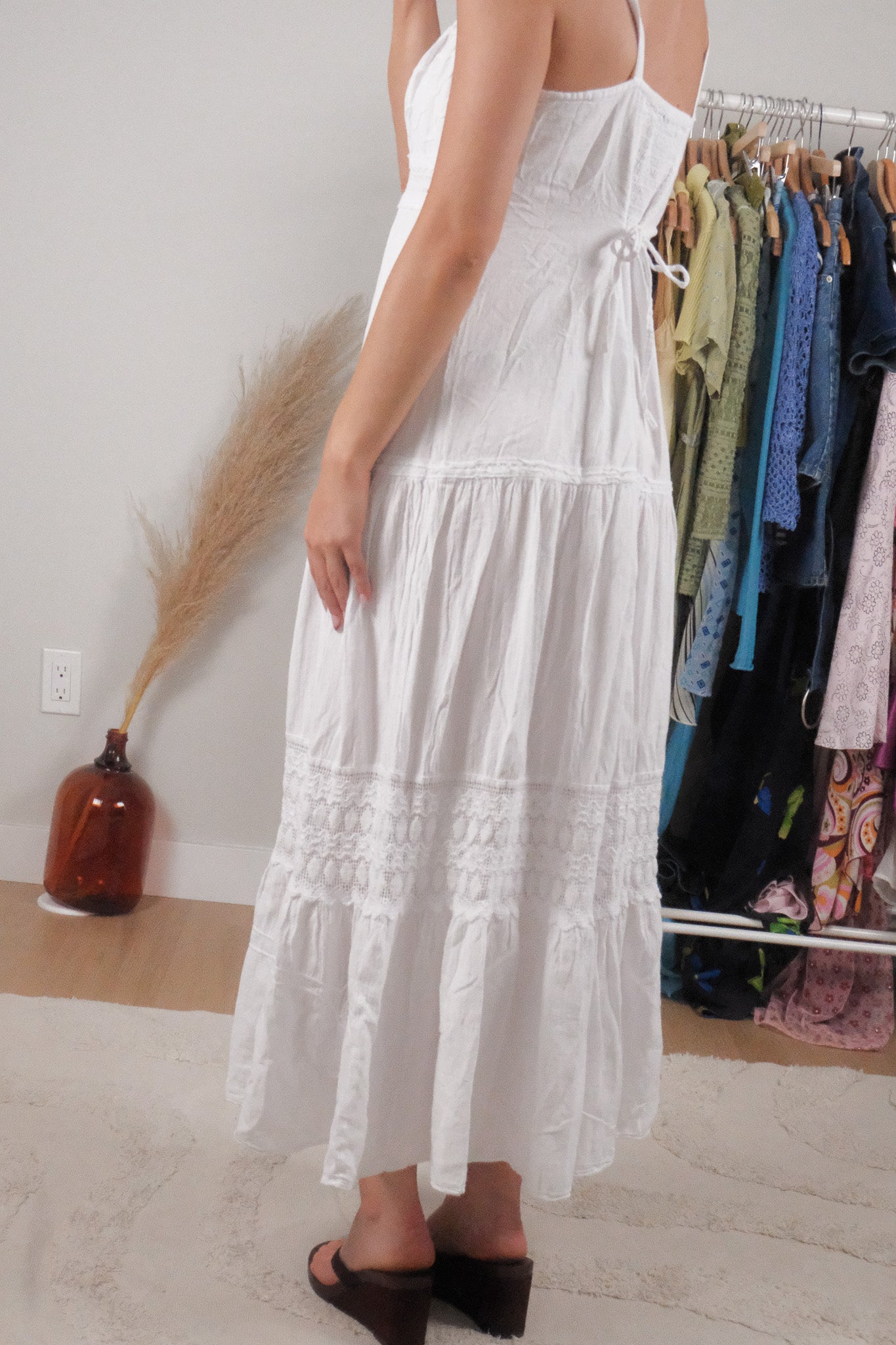 Made in Peru x Vintage x Cotton Textured Maxi Dress (M)