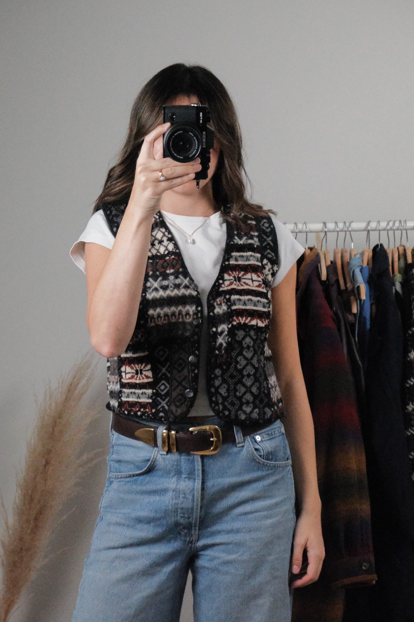 Vintage x Wool Patterned Cropped Vest (S)
