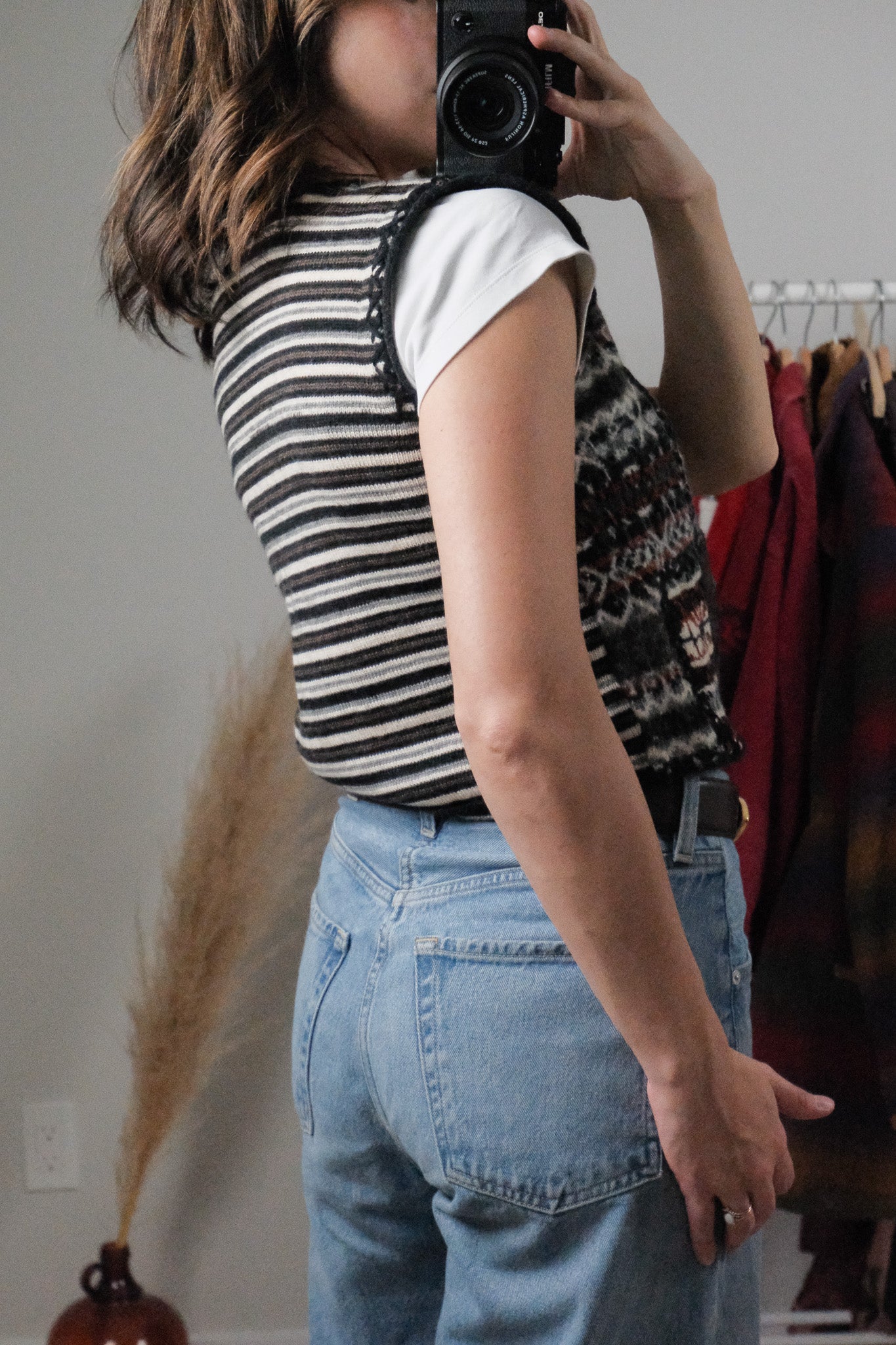 Vintage x Wool Patterned Cropped Vest (S)