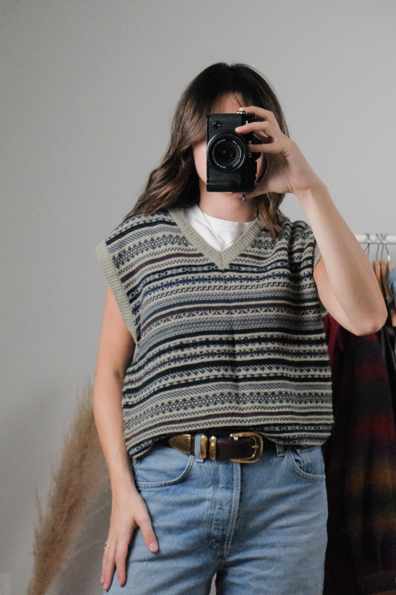 Vintage x Patterned Sweater Vest (L)