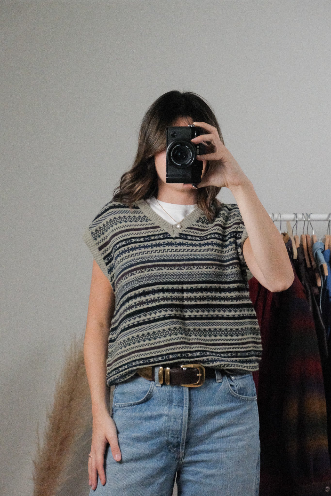 Vintage x Patterned Sweater Vest (L)