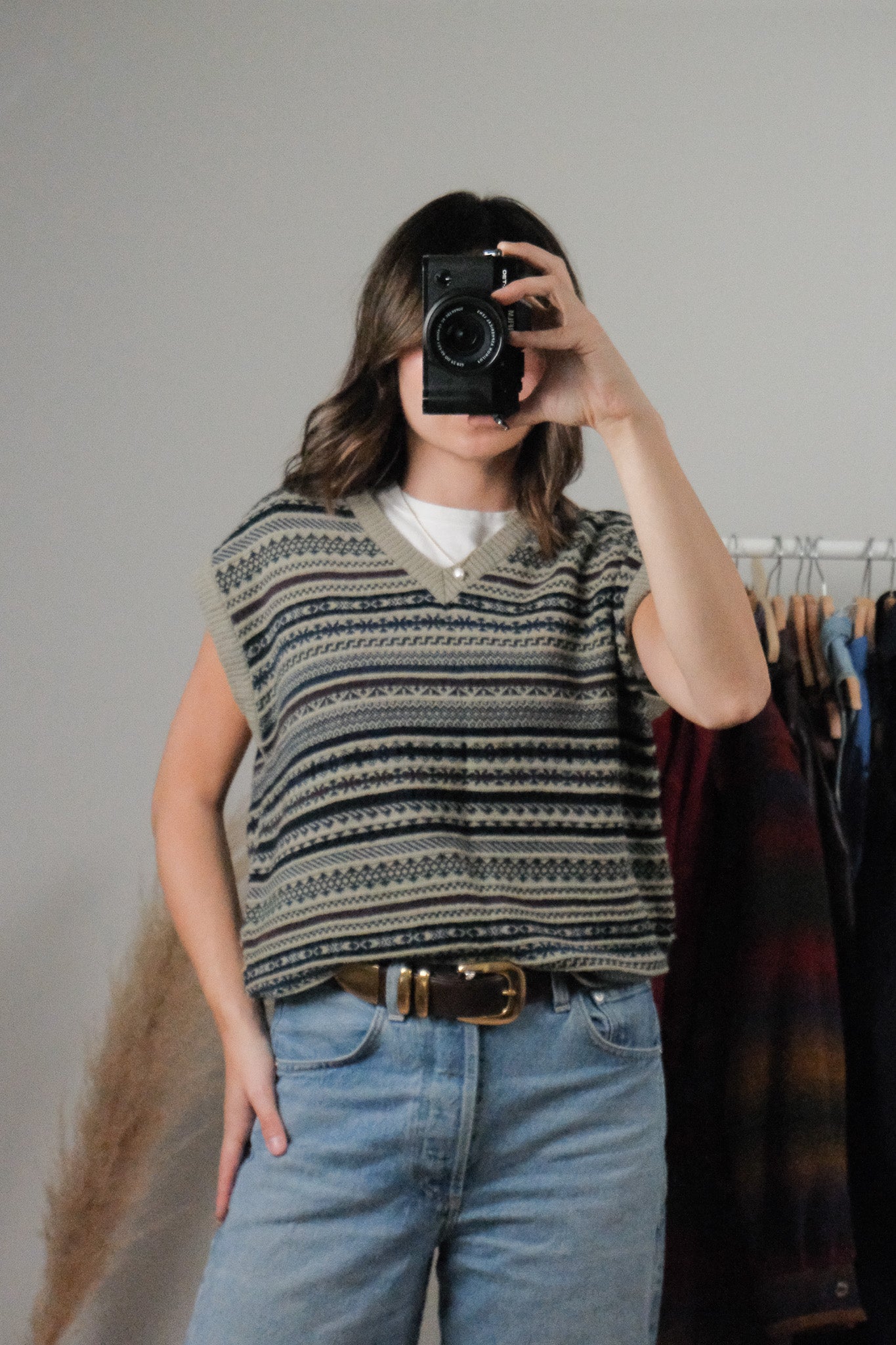 Vintage x Patterned Sweater Vest (L)
