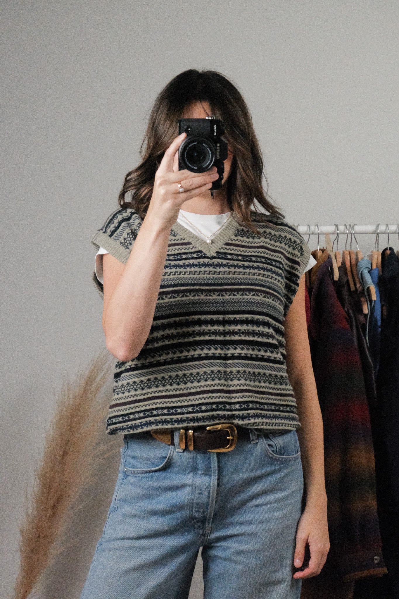 Vintage x Patterned Sweater Vest (L)
