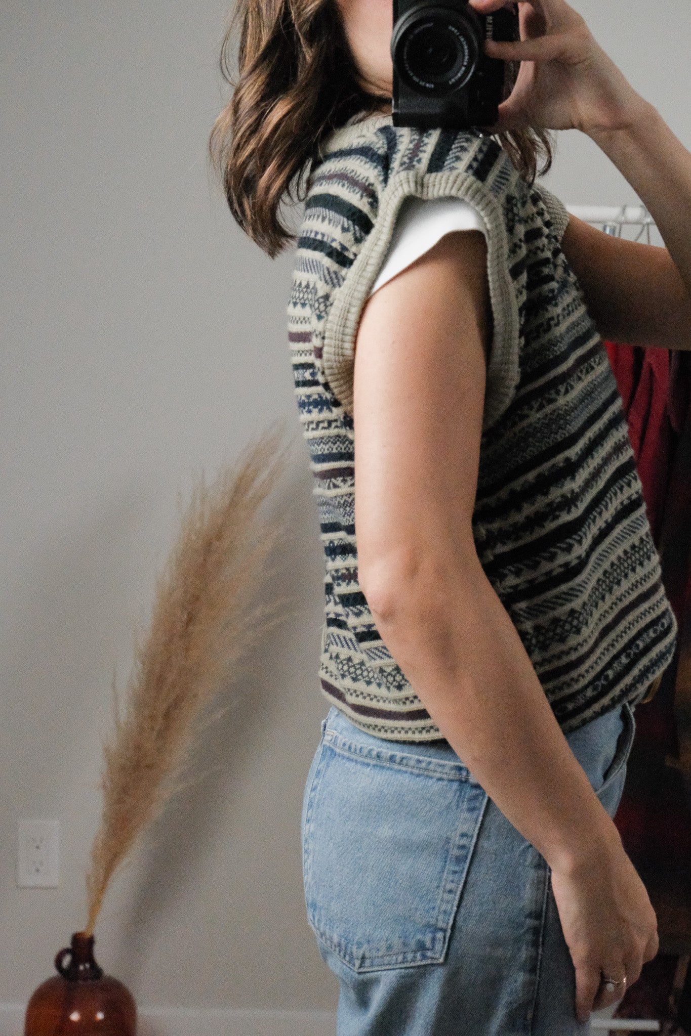 Vintage x Patterned Sweater Vest (L)