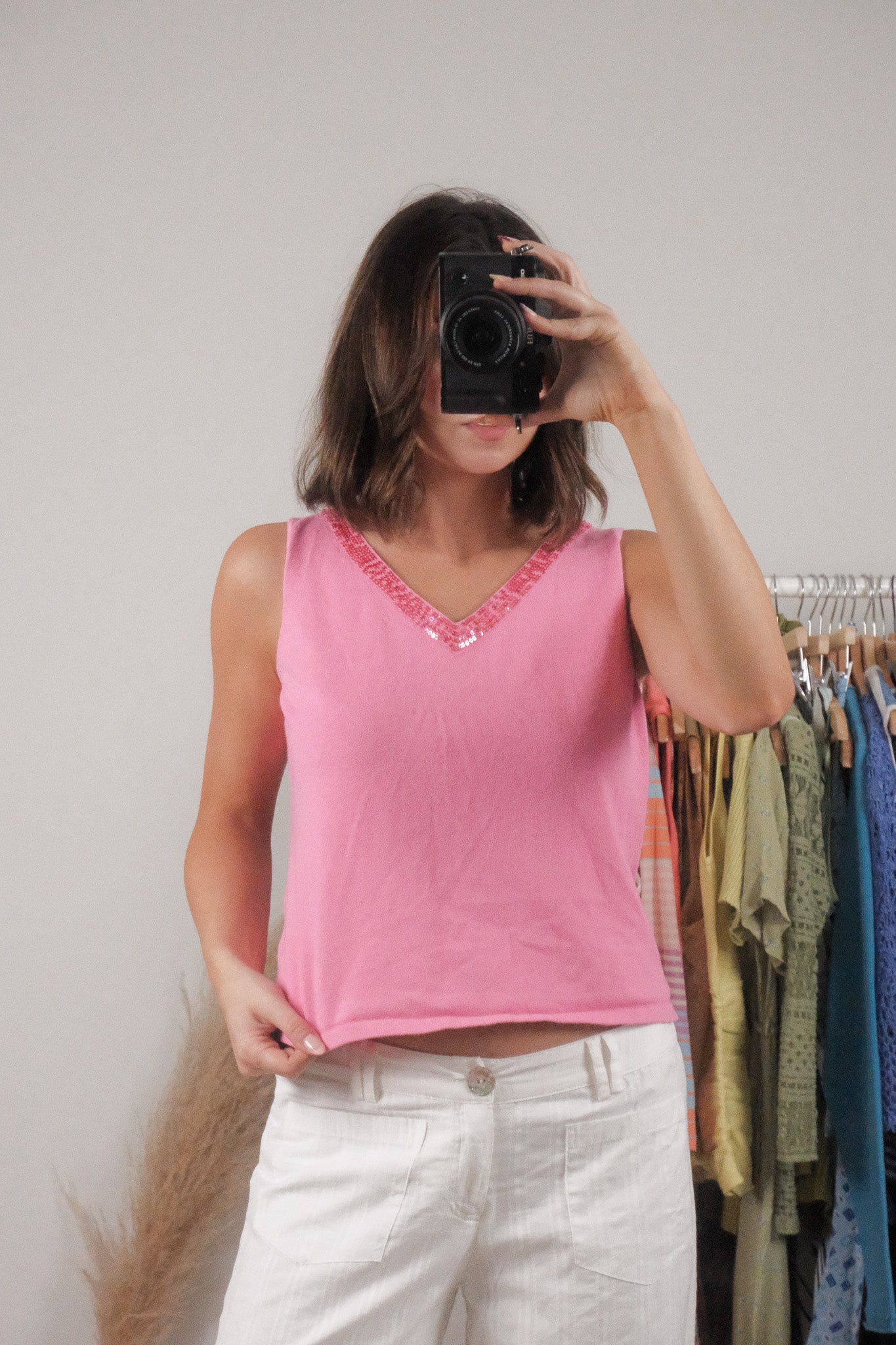 Vintage x Sequin V-Neck Knit Tank (M)