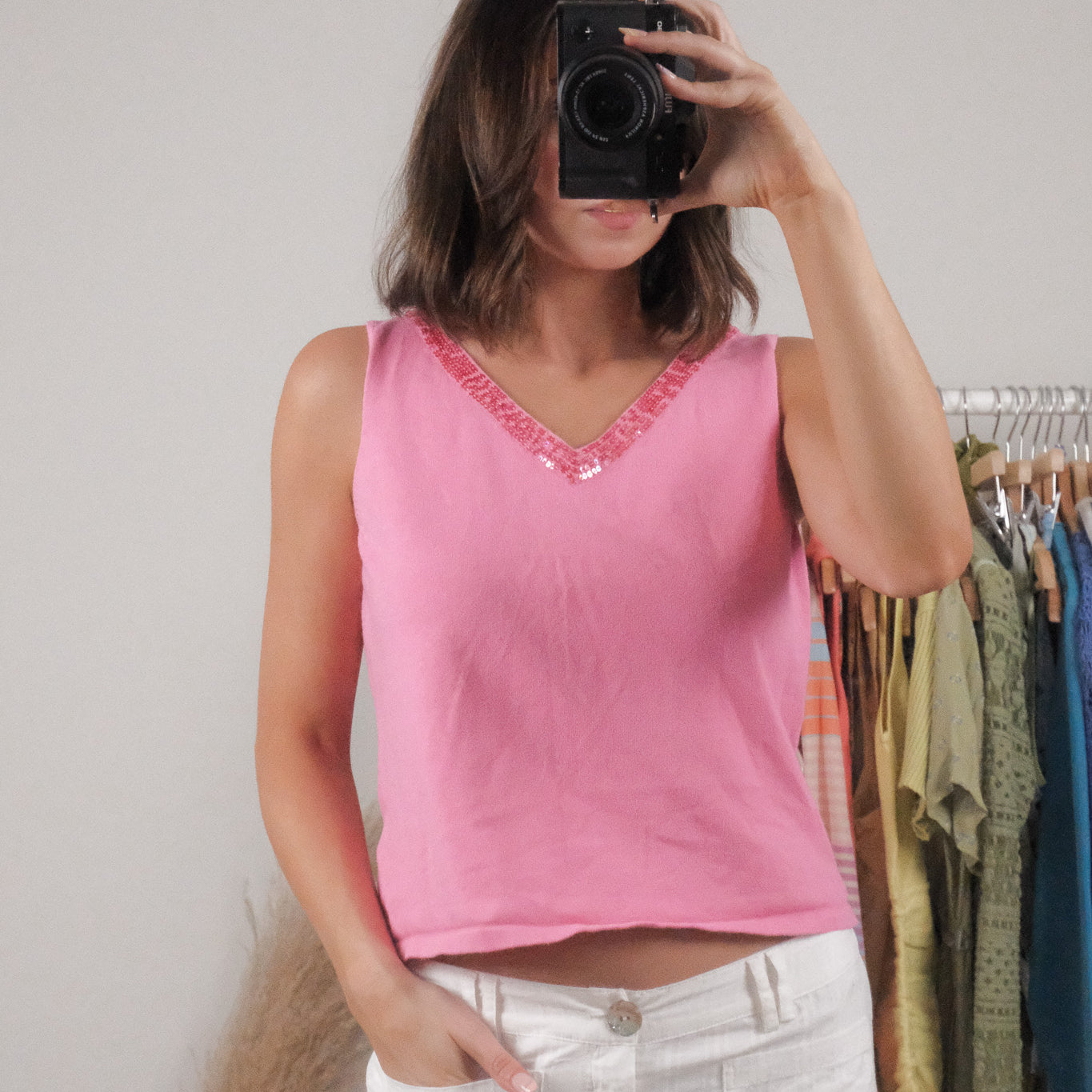 Vintage x Sequin V-Neck Knit Tank (M)