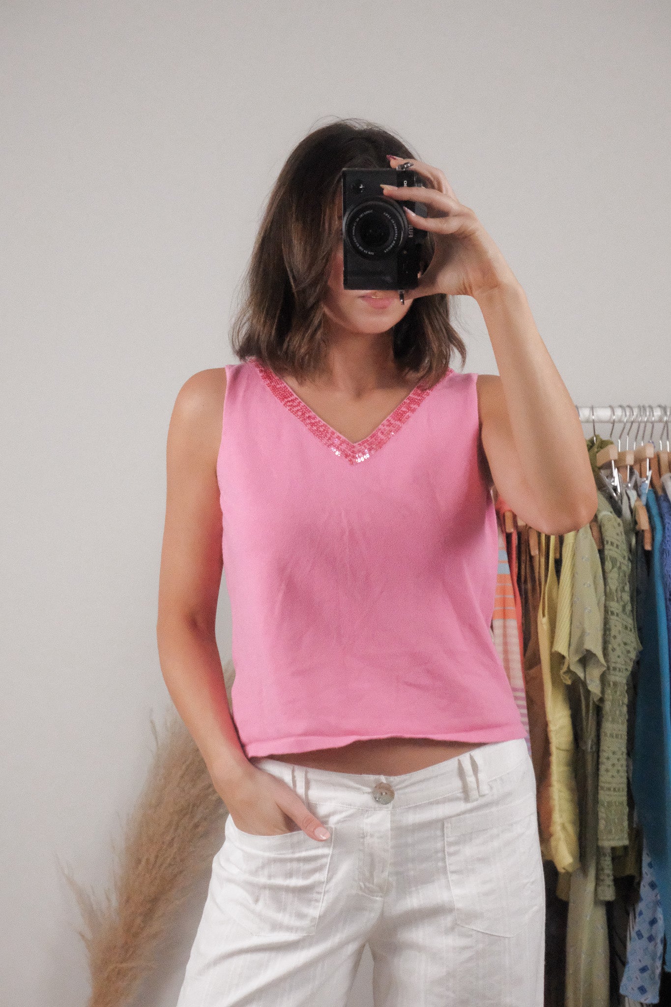 Vintage x Sequin V-Neck Knit Tank (M)