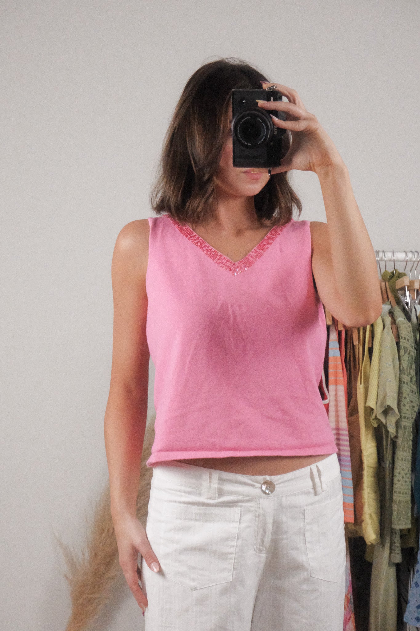 Vintage x Sequin V-Neck Knit Tank (M)
