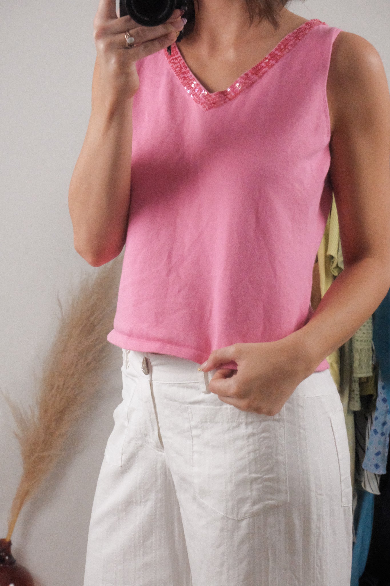 Vintage x Sequin V-Neck Knit Tank (M)
