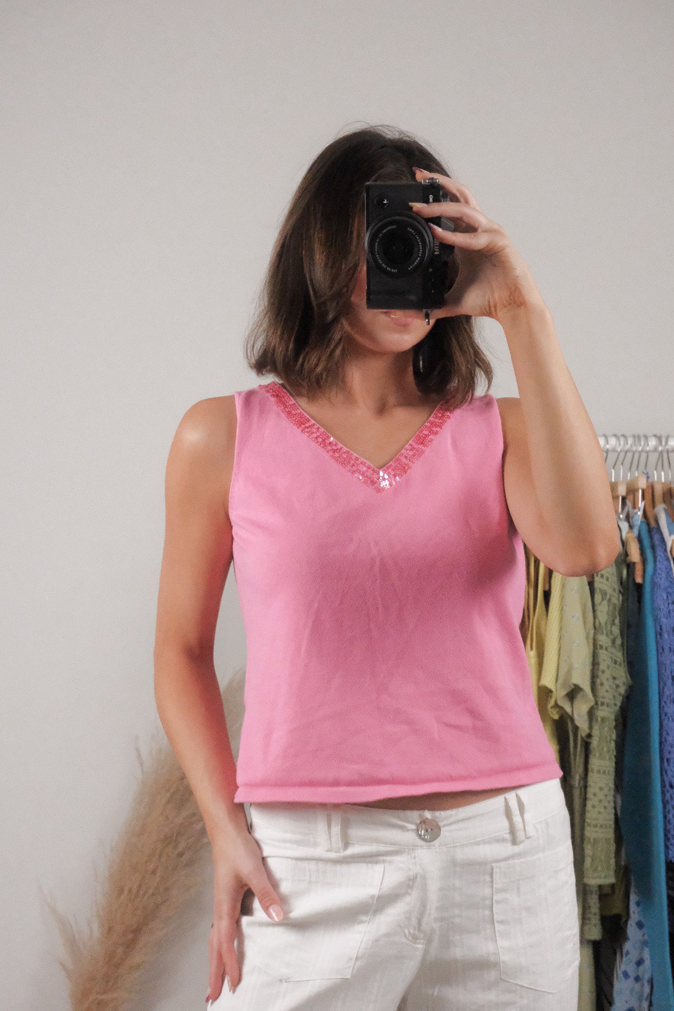 Vintage x Sequin V-Neck Knit Tank (M)