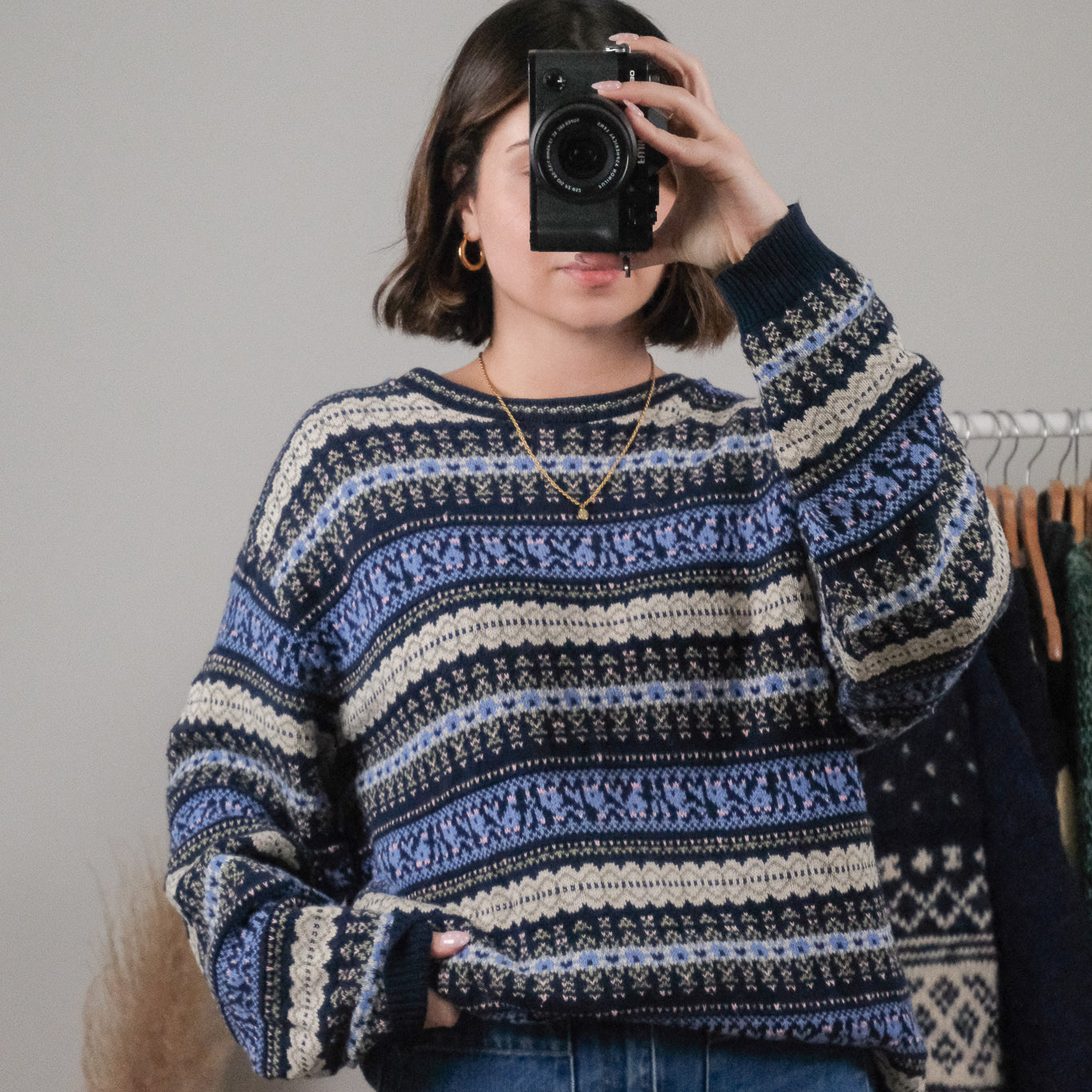 Made in Canada x Vintage x Cotton Textured/Patterned Sweater (L)