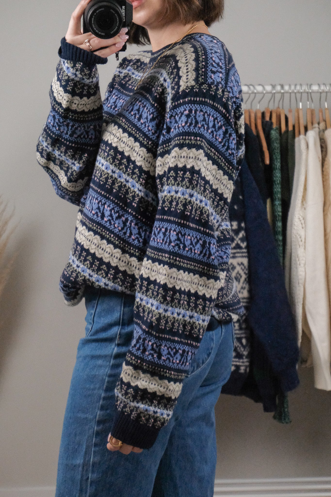 Made in Canada x Vintage x Cotton Textured/Patterned Sweater (L)