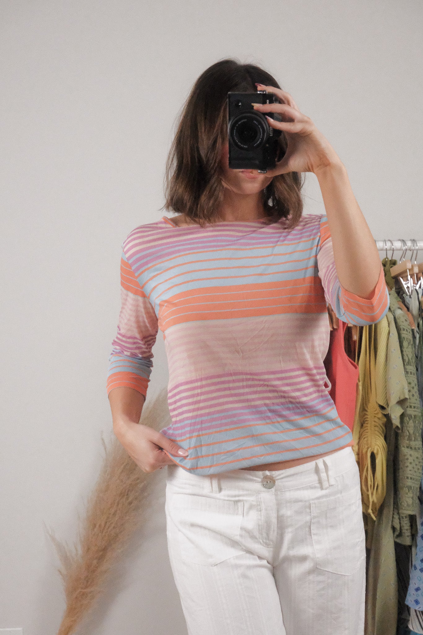 Vintage x Micromesh 3/4 Sleeve Top (L)