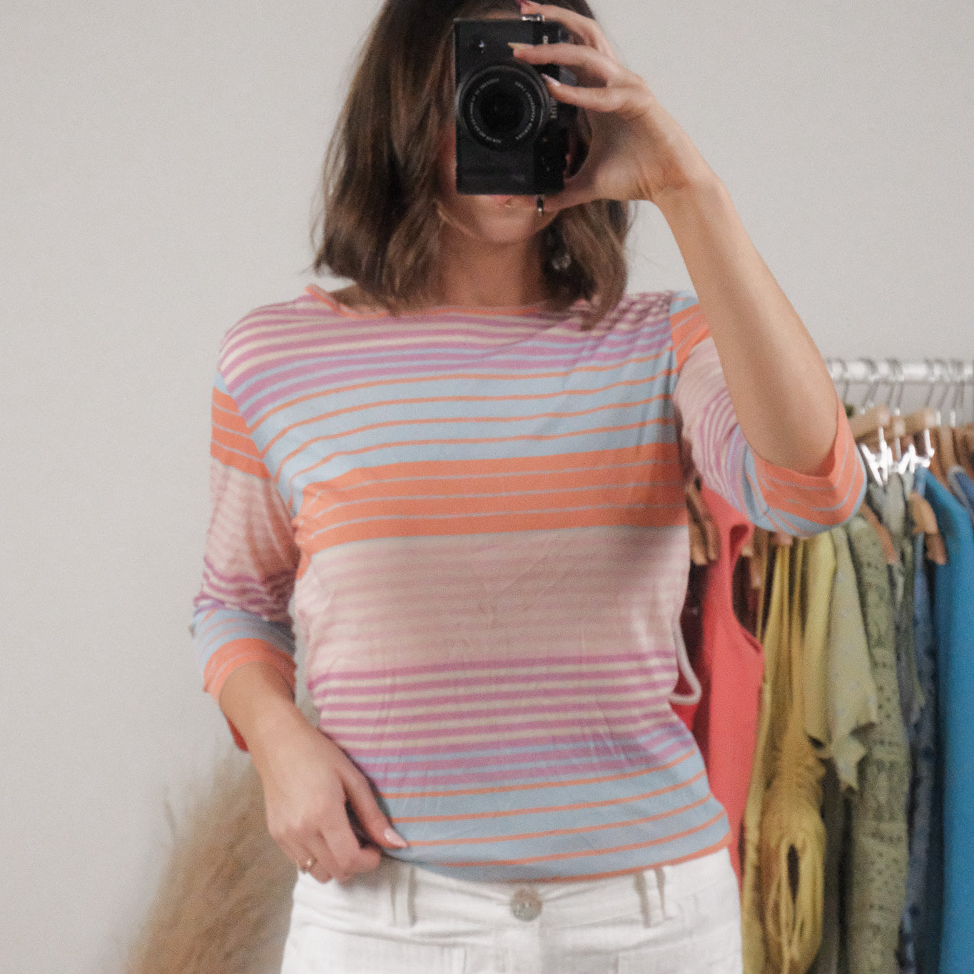 Vintage x Micromesh 3/4 Sleeve Top (L)