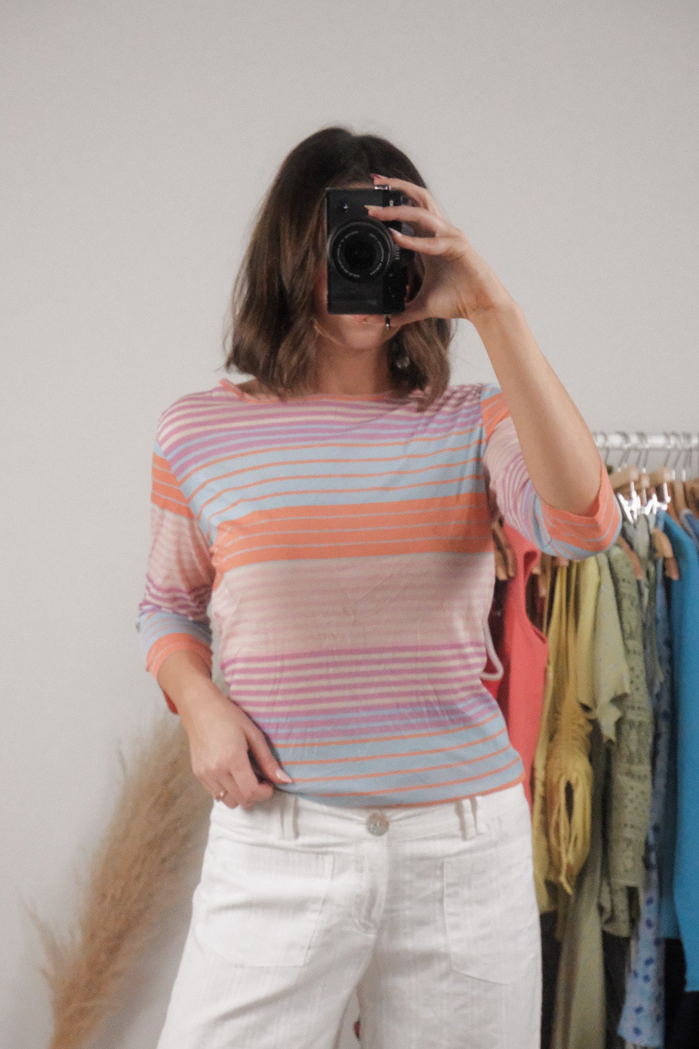 Vintage x Micromesh 3/4 Sleeve Top (L)