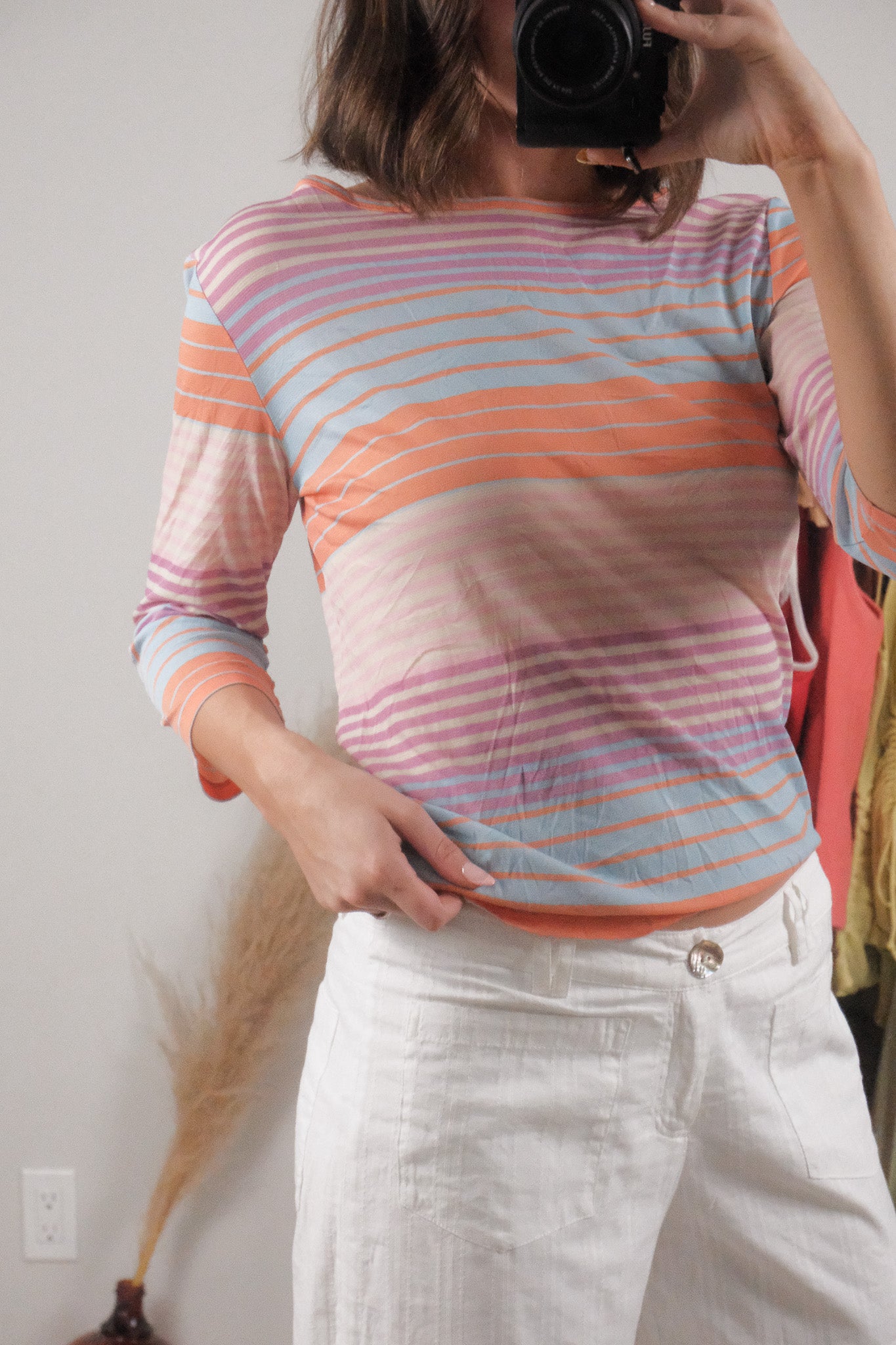 Vintage x Micromesh 3/4 Sleeve Top (L)