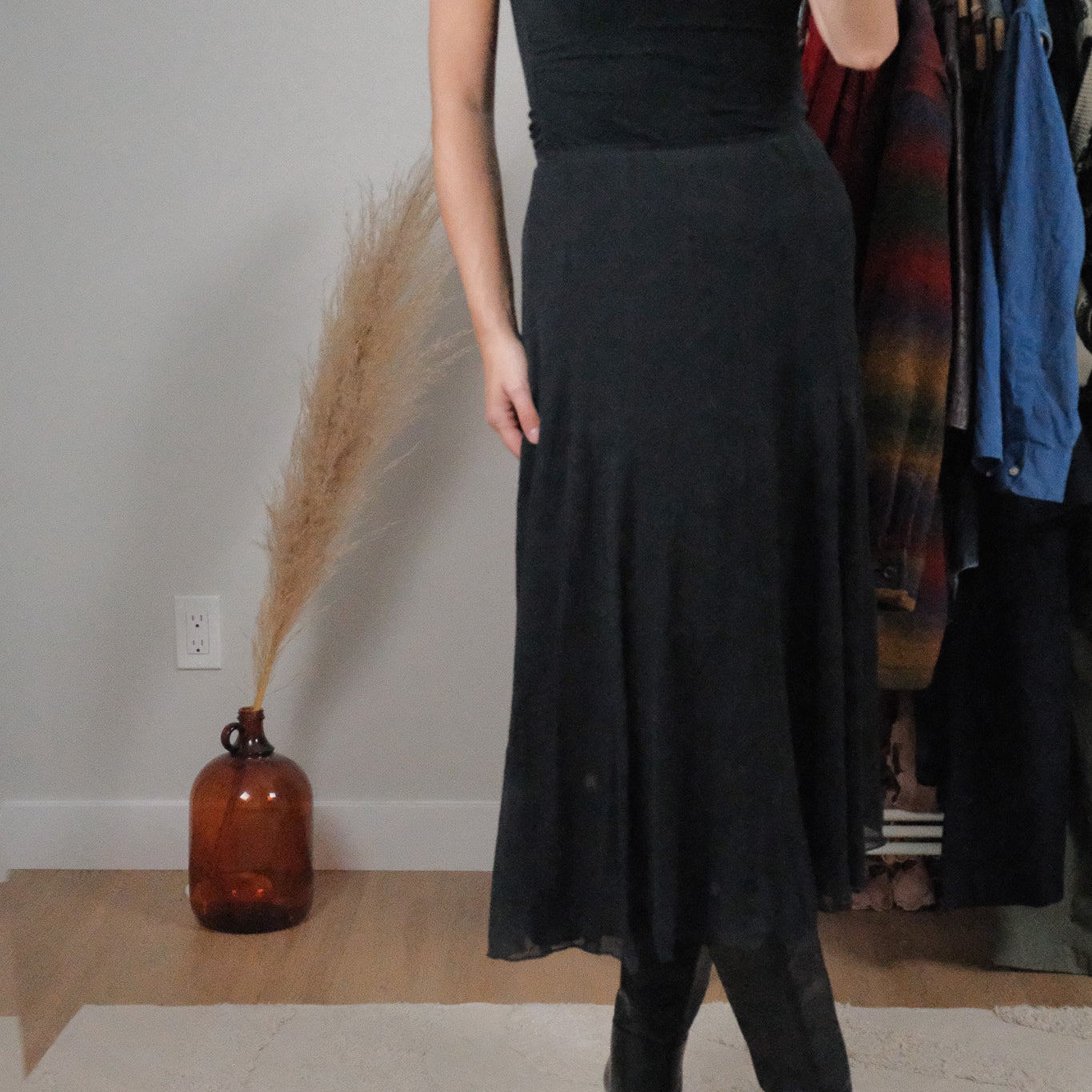 Vintage x Silk Maxi Skirt (S)
