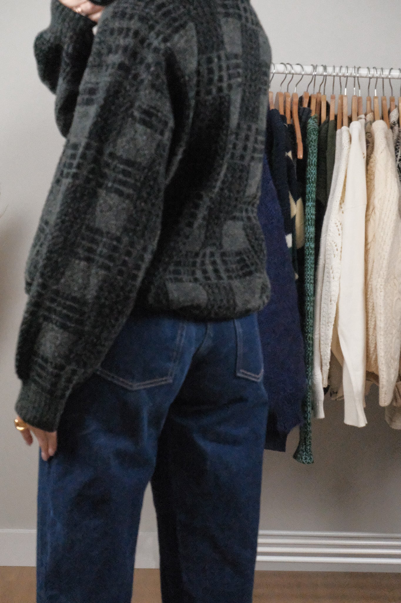 Made in Italy x Vintage x Wool Blend Collard Pattered Sweater (L)