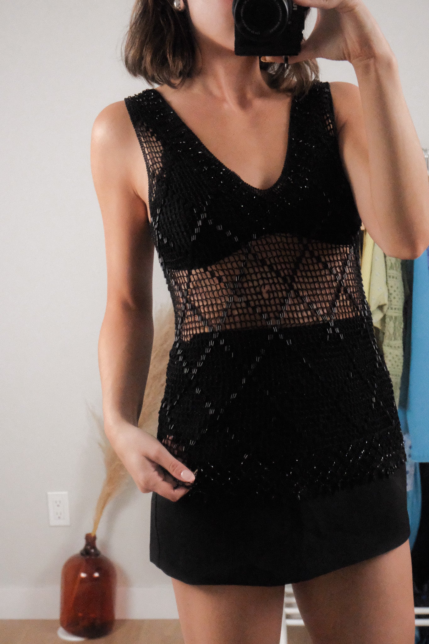 Vintage x Beaded Knit Sheer Top (S-L)