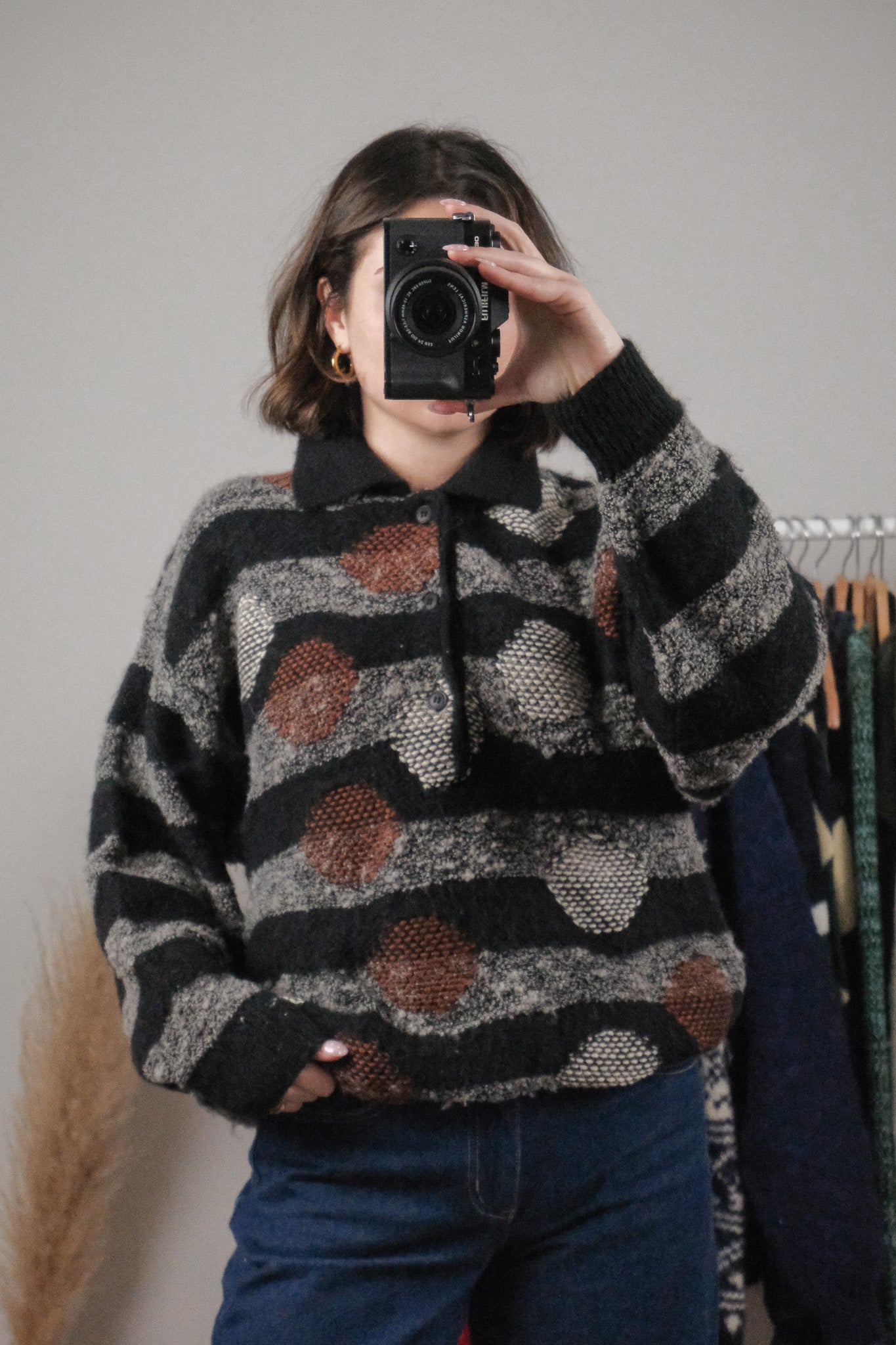 Made in Italy x Vintage x Wool/Mohair/Alpaca Blend Dots & Strips Knit (L)