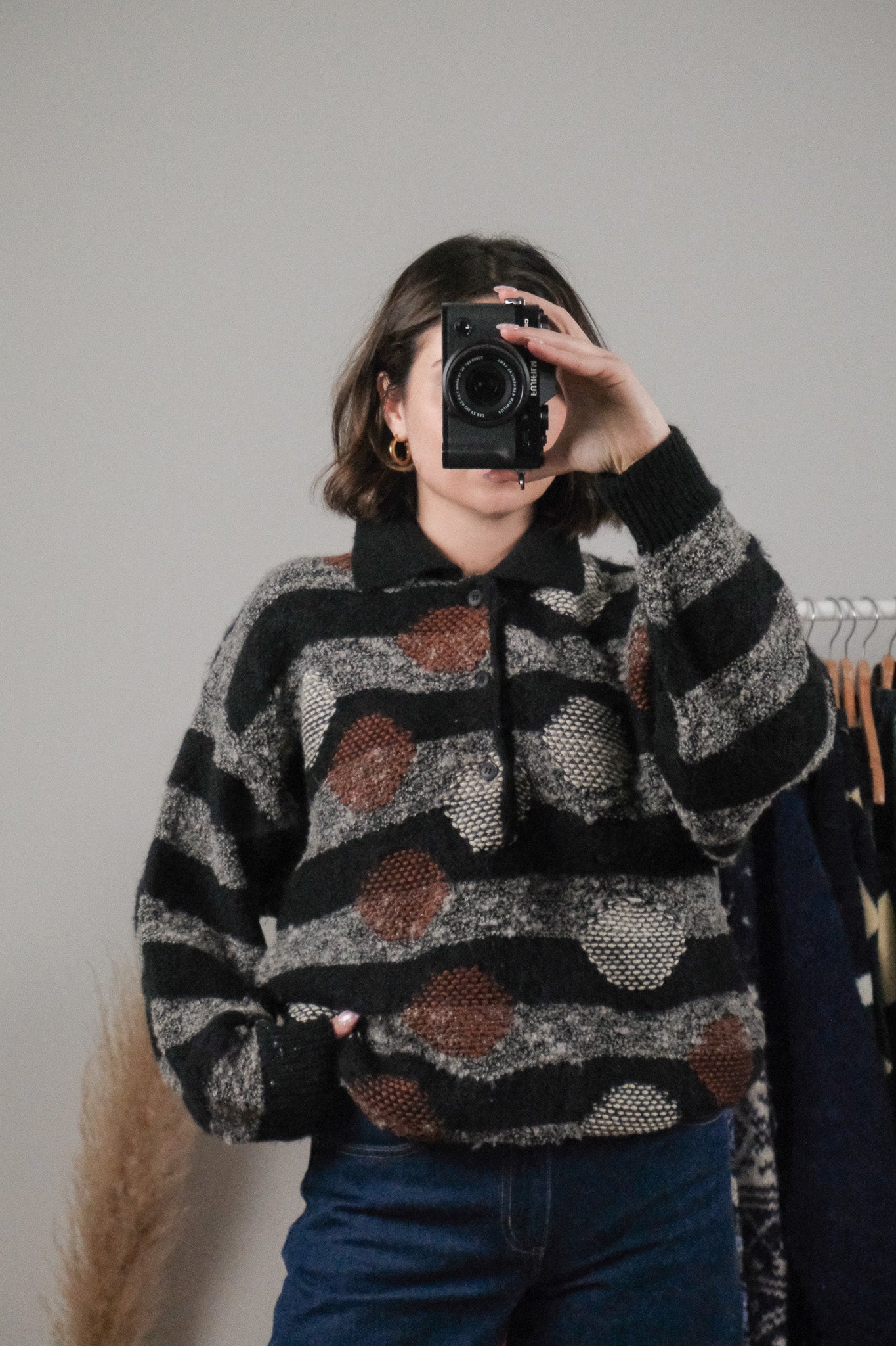 Made in Italy x Vintage x Wool/Mohair/Alpaca Blend Dots & Strips Knit (L)