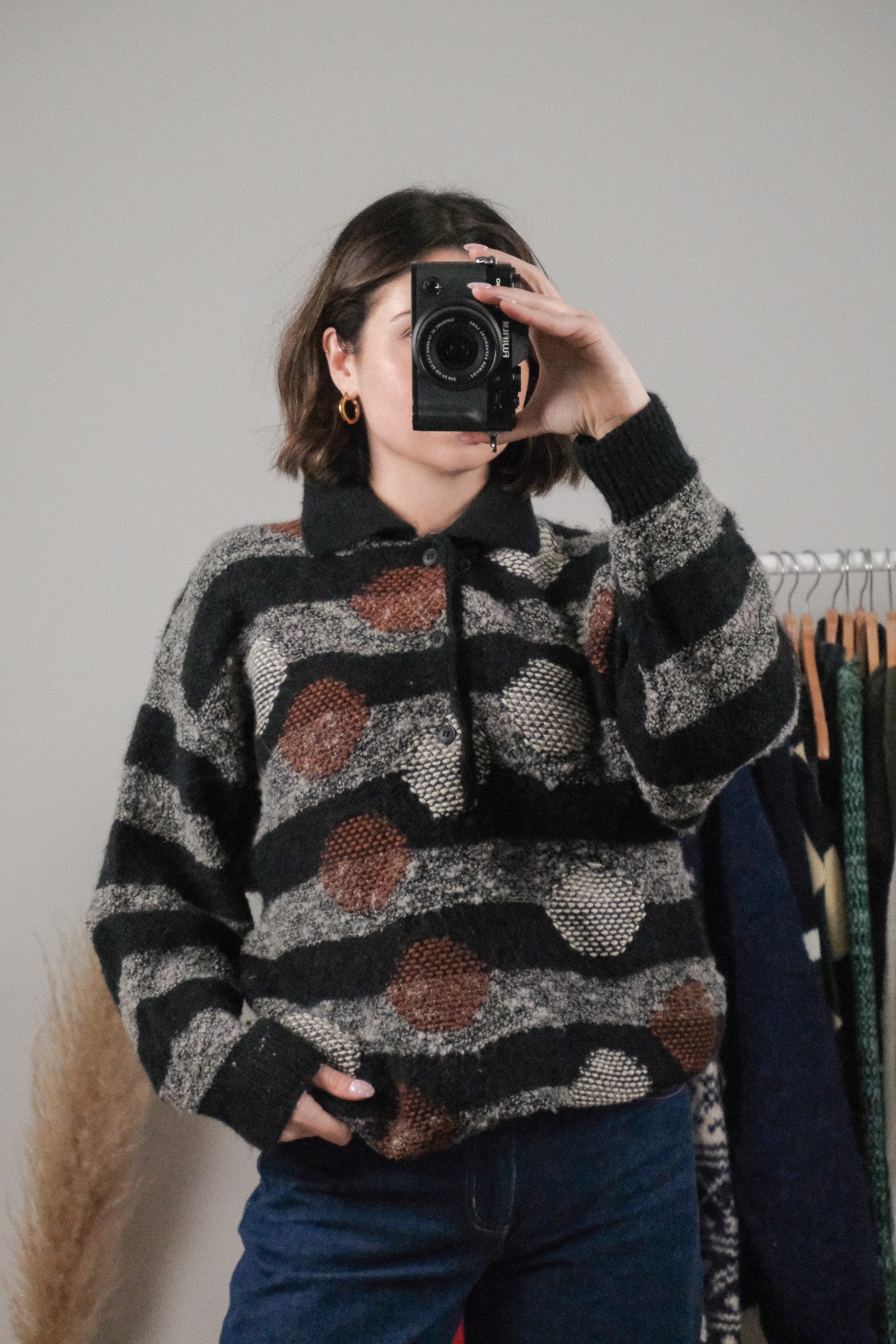 Made in Italy x Vintage x Wool/Mohair/Alpaca Blend Dots & Strips Knit (L)