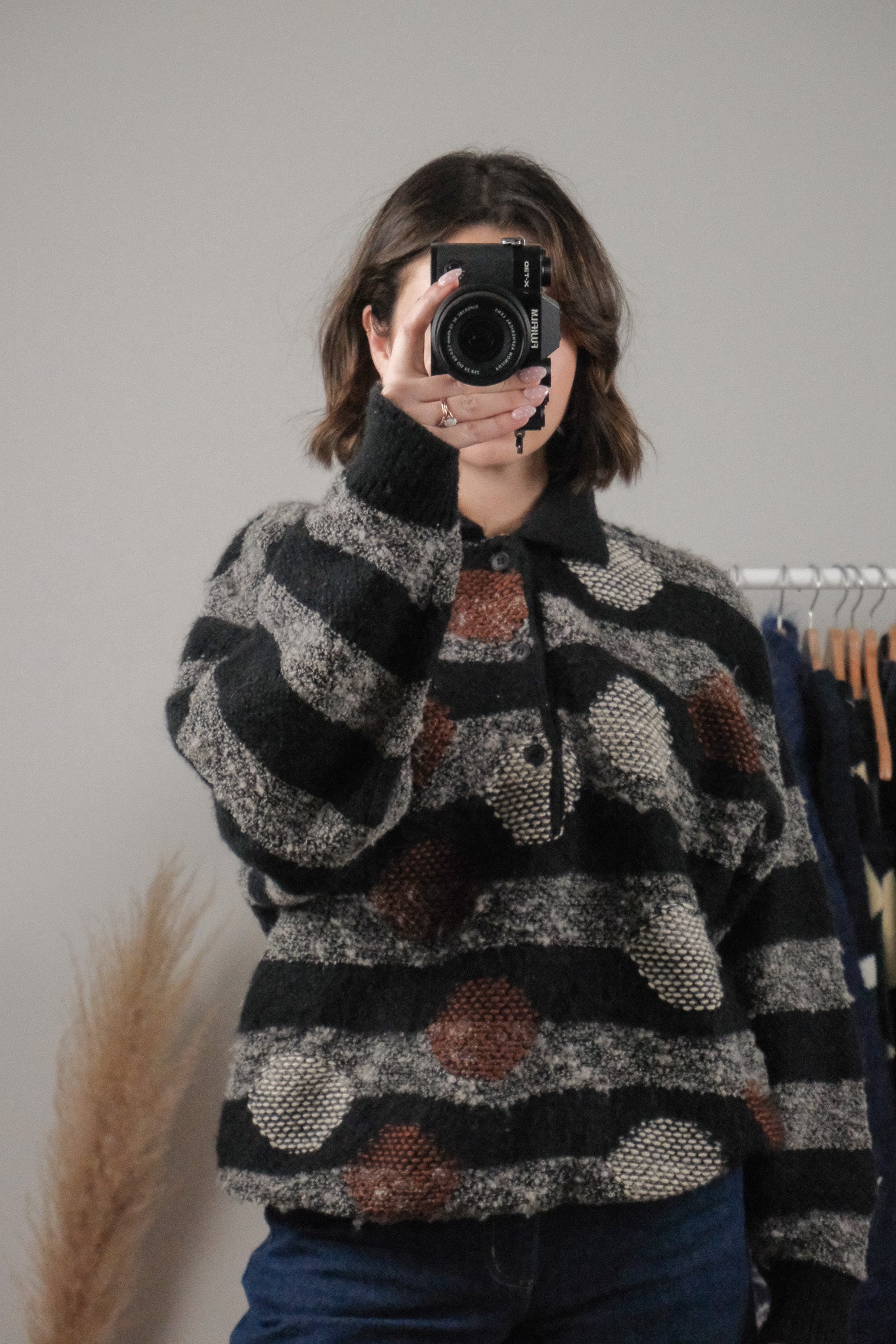 Made in Italy x Vintage x Wool/Mohair/Alpaca Blend Dots & Strips Knit (L)