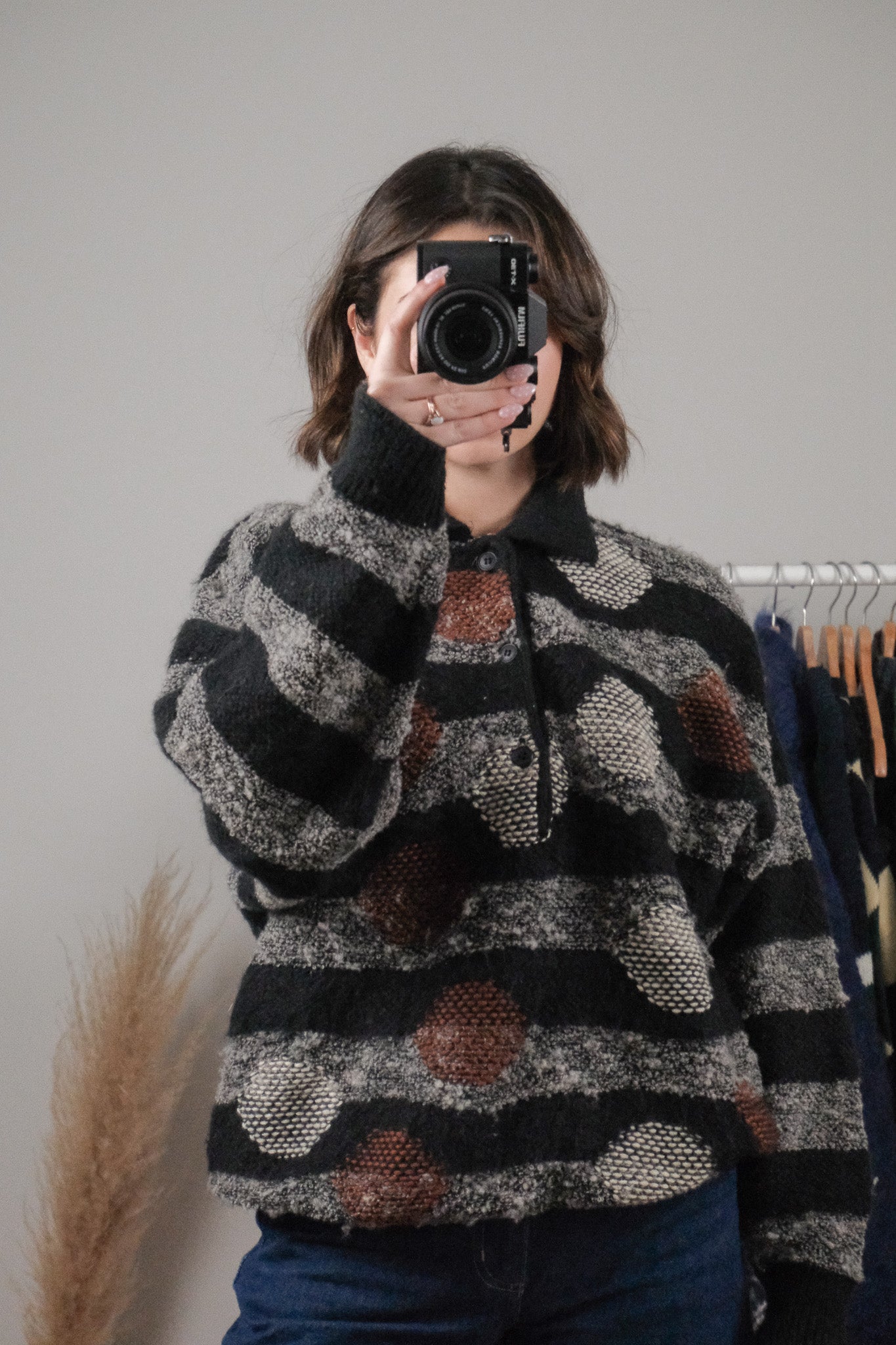 Made in Italy x Vintage x Wool/Mohair/Alpaca Blend Dots & Strips Knit (L)