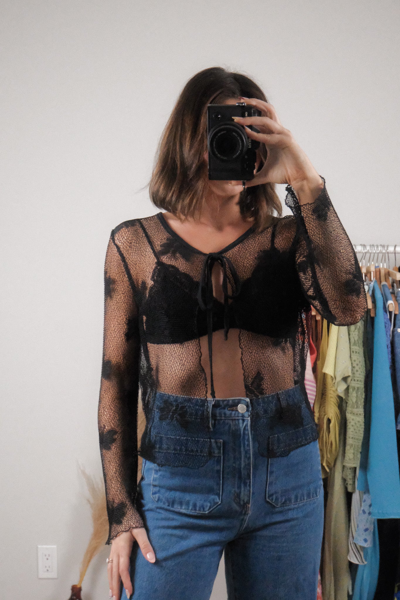 Vintage x Mesh/Butterfly Tie Cardigan (S-M)
