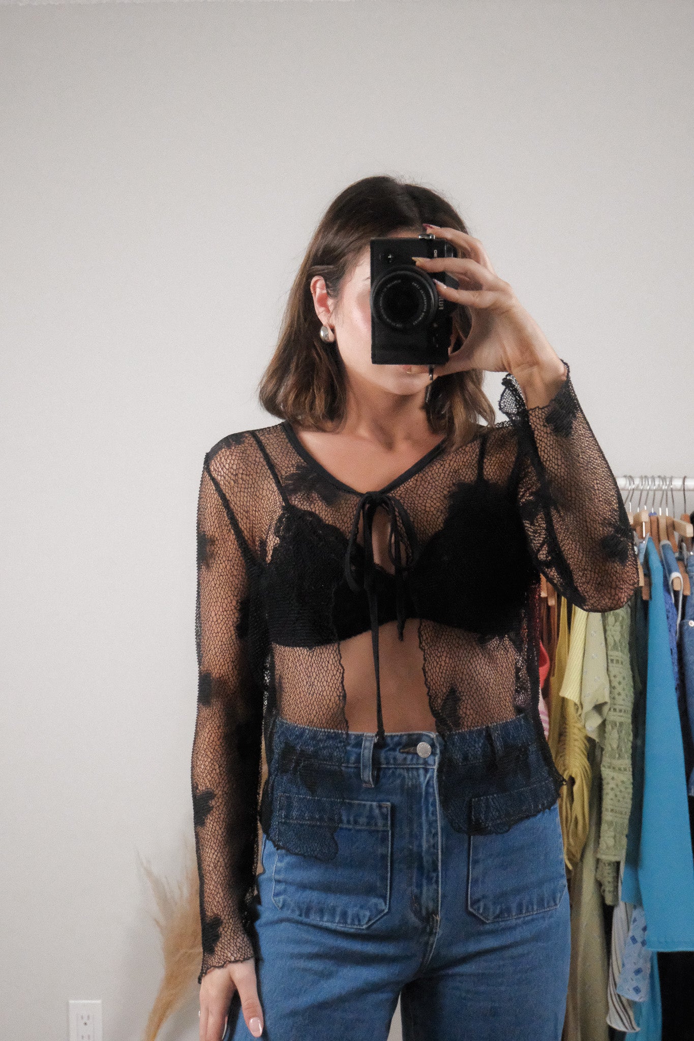 Vintage x Mesh/Butterfly Tie Cardigan (S-M)