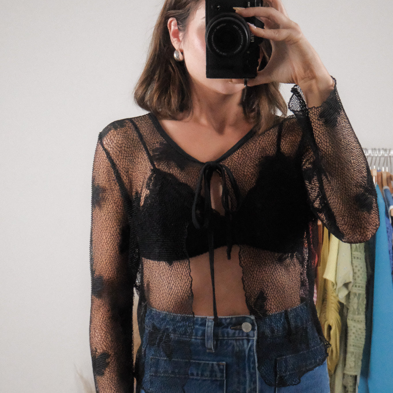 Vintage x Mesh/Butterfly Tie Cardigan (S-M)