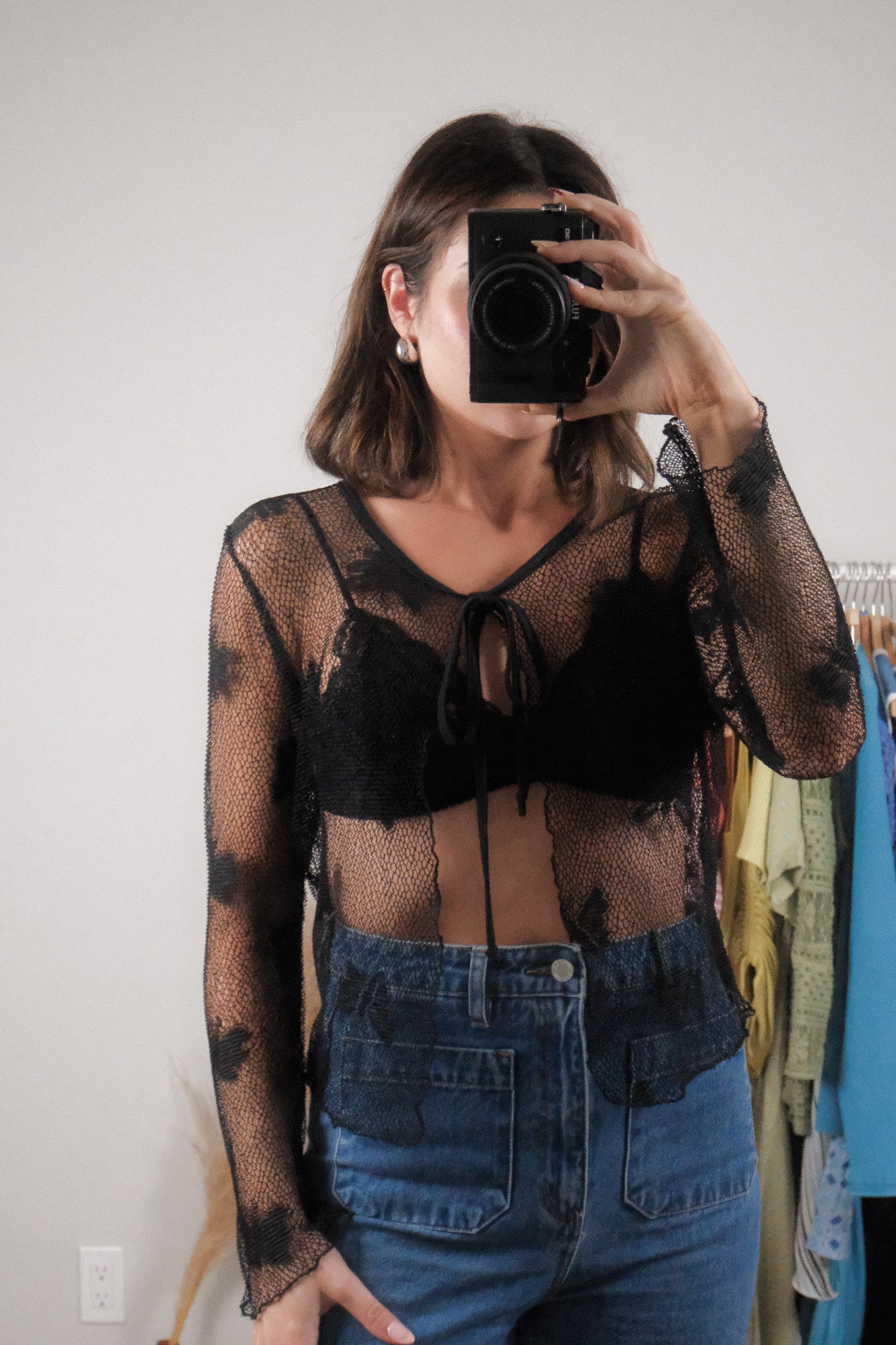 Vintage x Mesh/Butterfly Tie Cardigan (S-M)