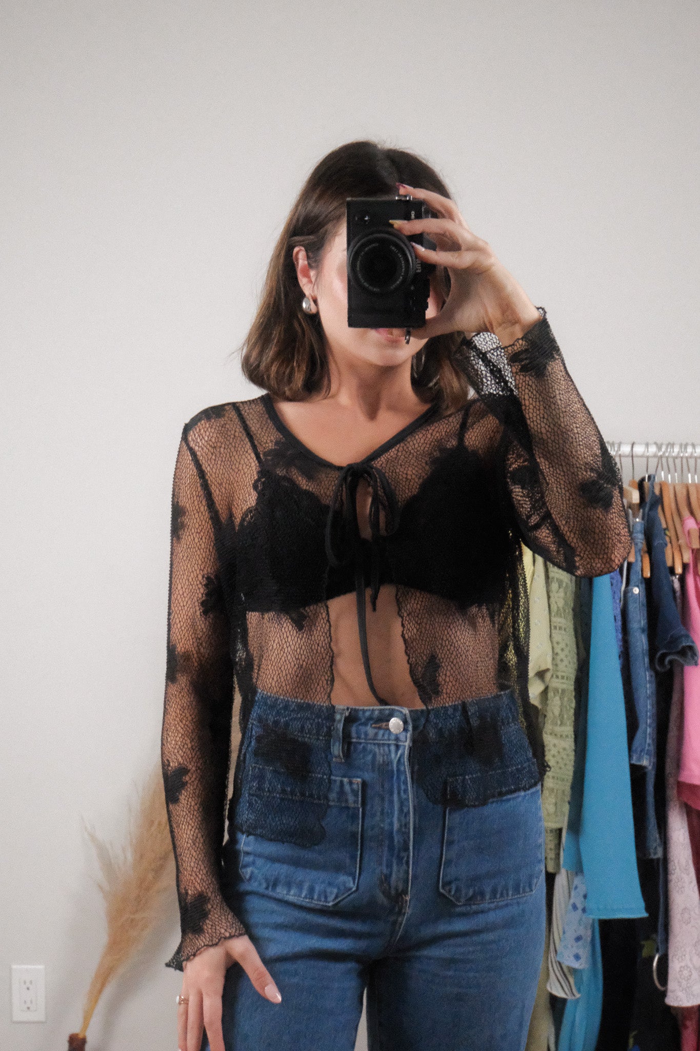 Vintage x Mesh/Butterfly Tie Cardigan (S-M)
