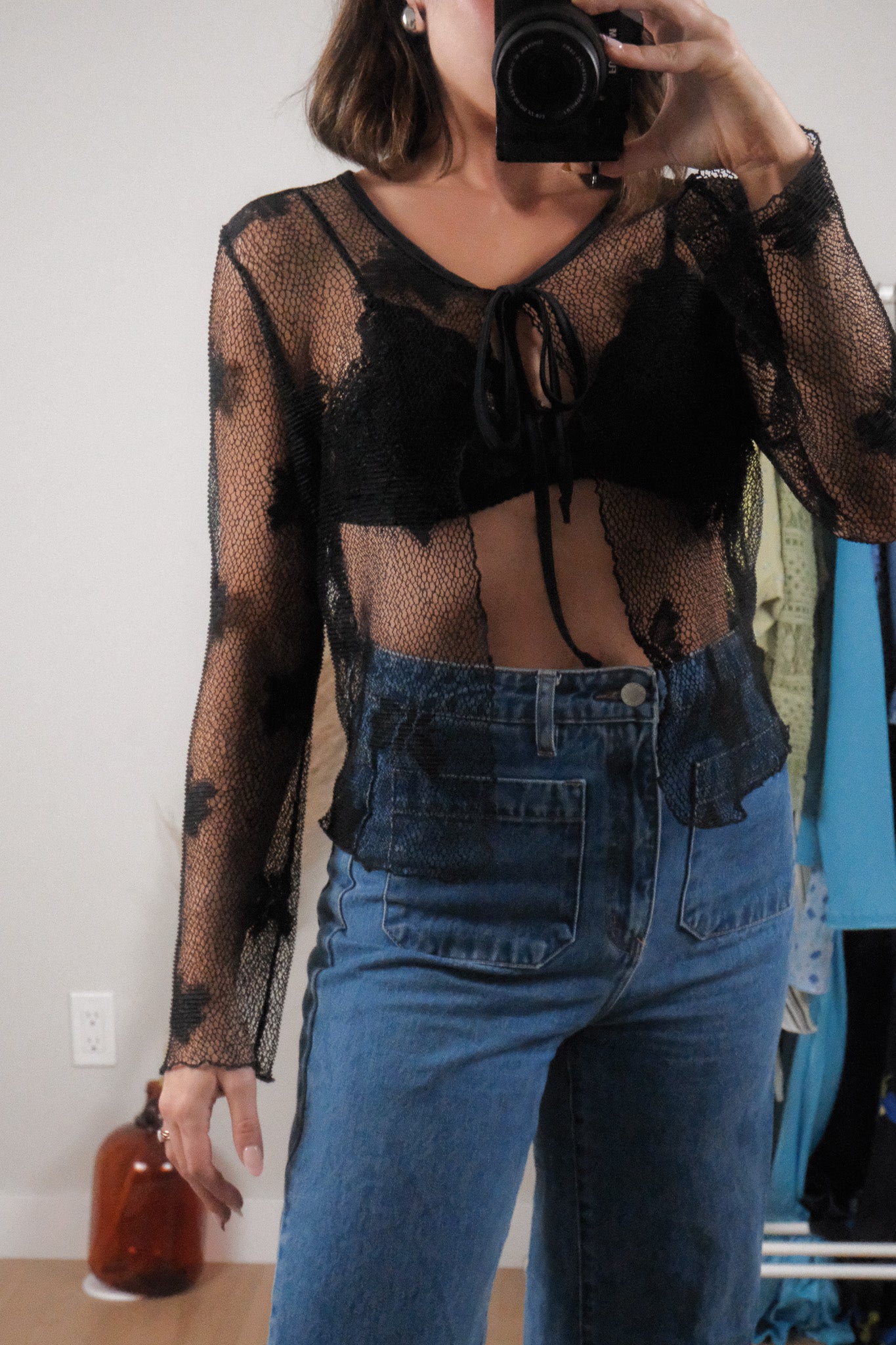 Vintage x Mesh/Butterfly Tie Cardigan (S-M)
