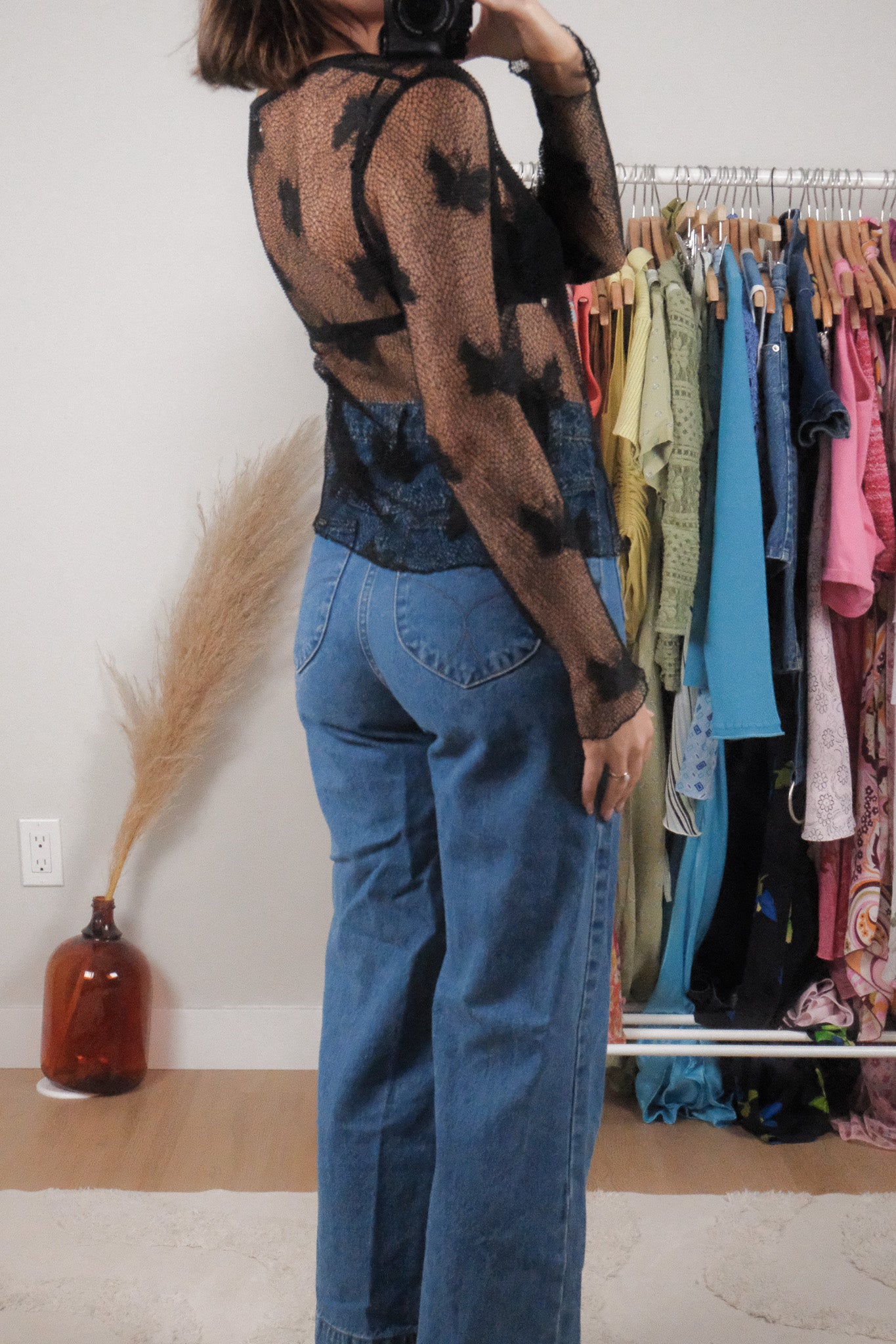 Vintage x Mesh/Butterfly Tie Cardigan (S-M)