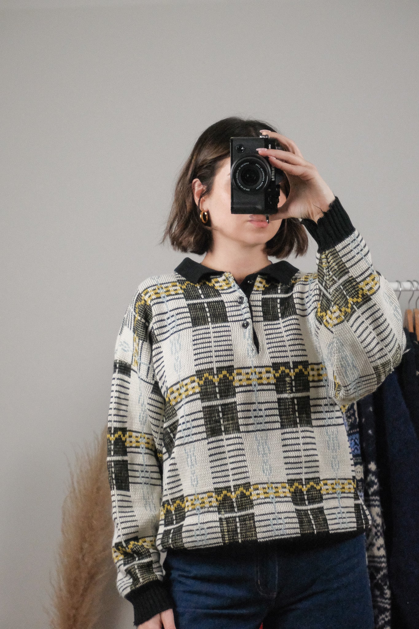 Made in England x Vintage x Collard Pattered Sweater (L)