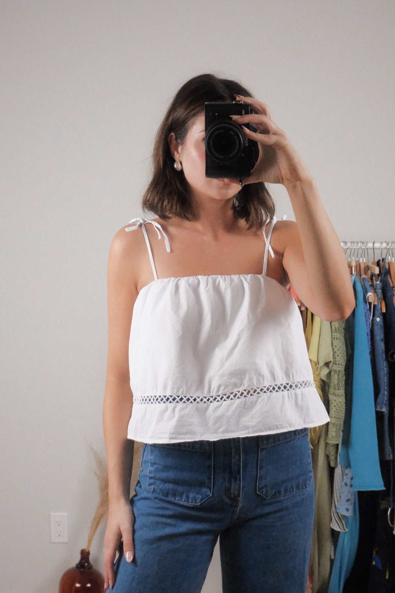 UO x Cotton Poplin Cropped Blouse (S)