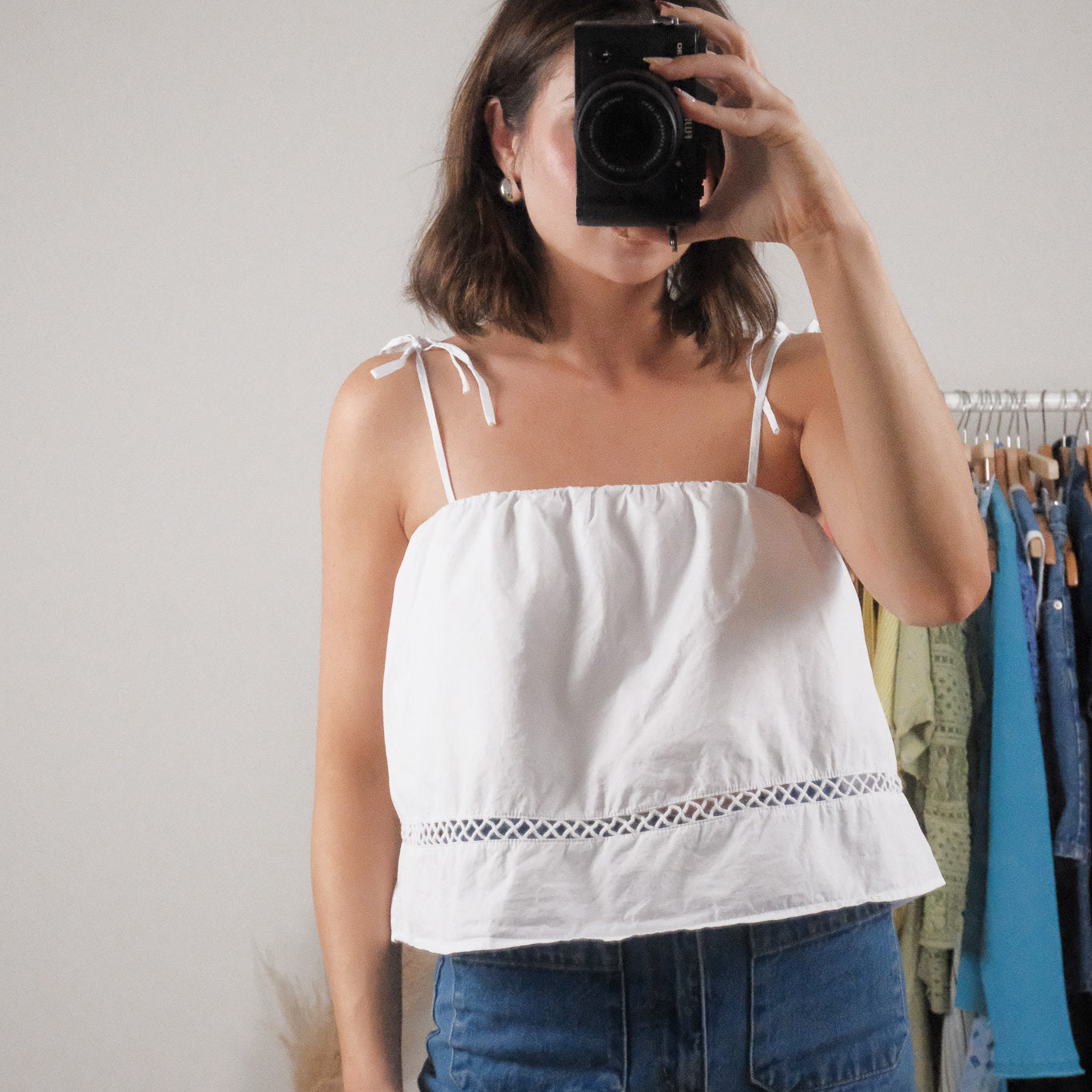 UO x Cotton Poplin Cropped Blouse (S)
