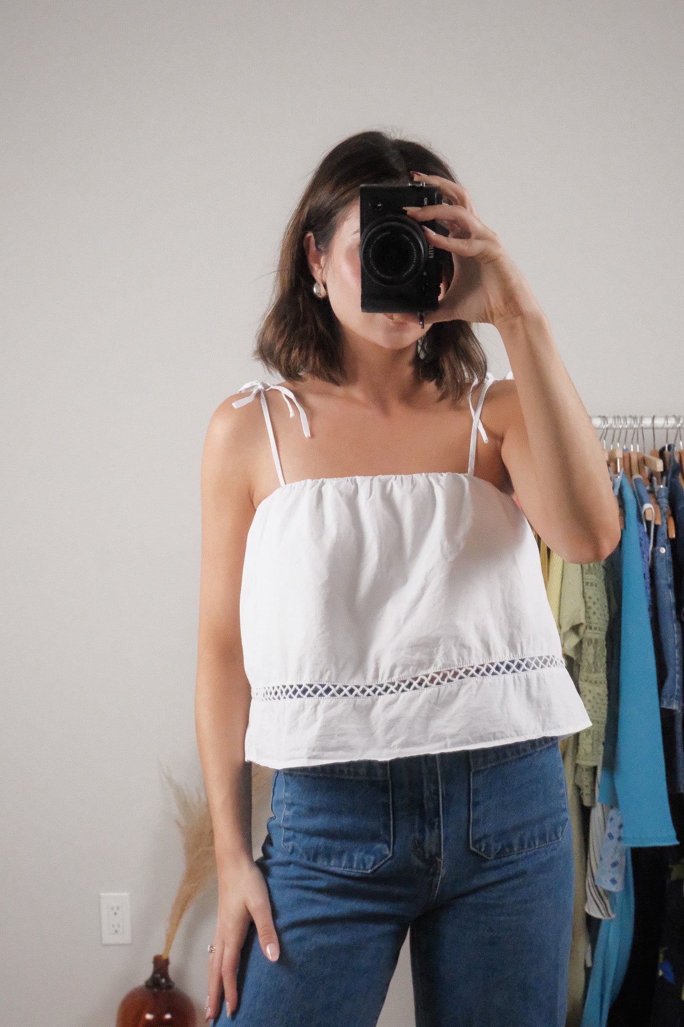 UO x Cotton Poplin Cropped Blouse (S)