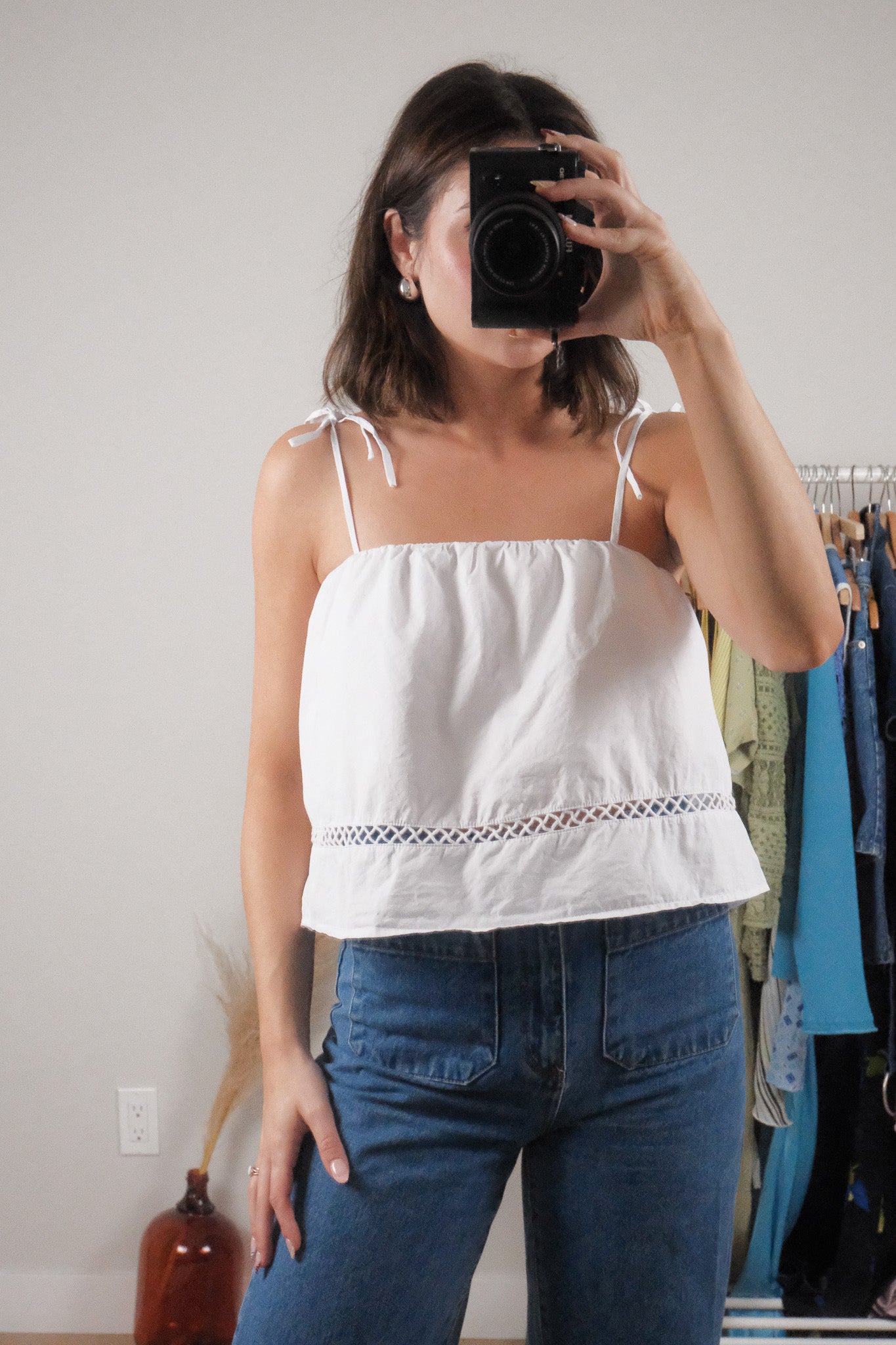 UO x Cotton Poplin Cropped Blouse (S)