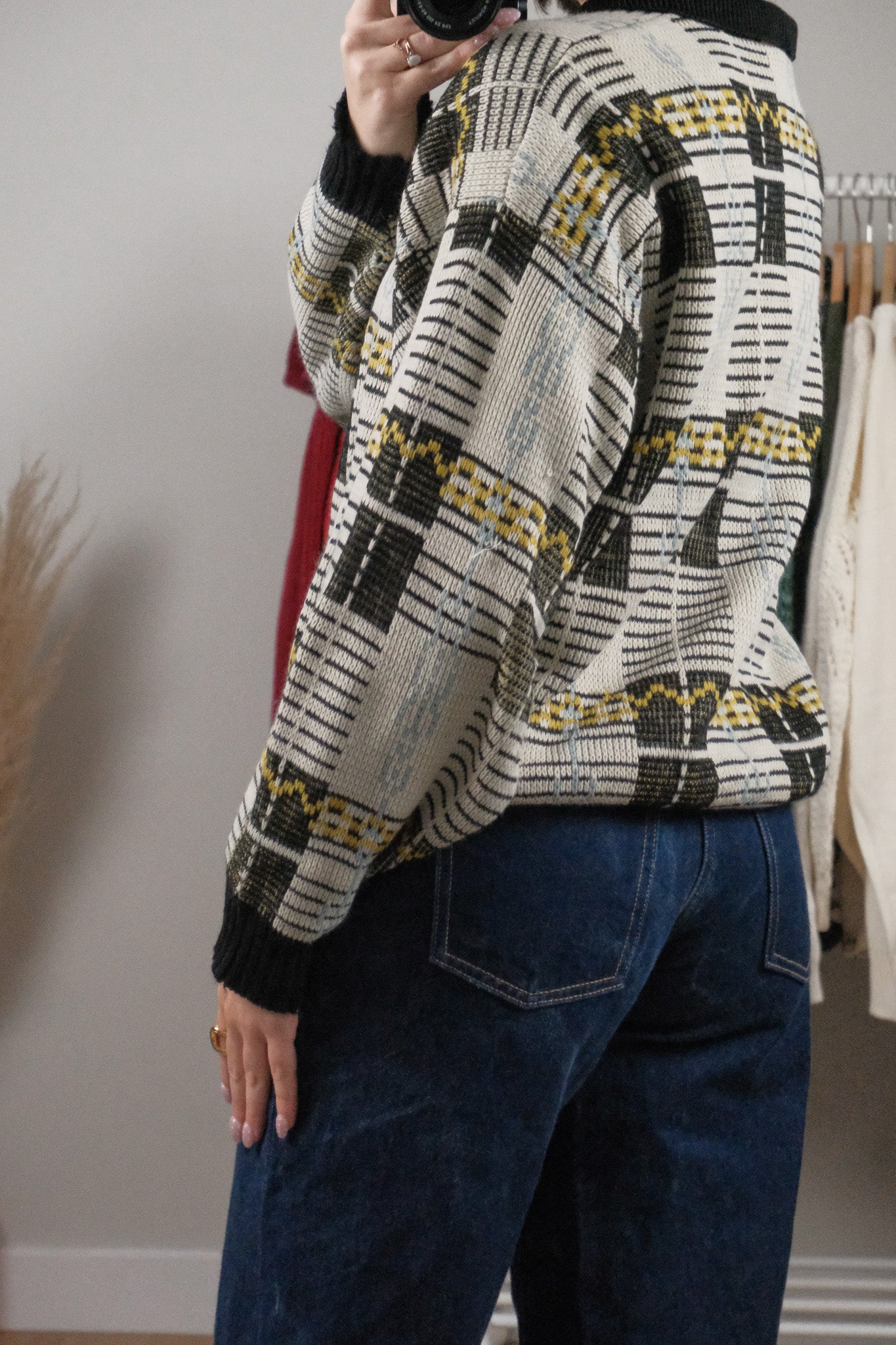 Made in England x Vintage x Collard Pattered Sweater (L)