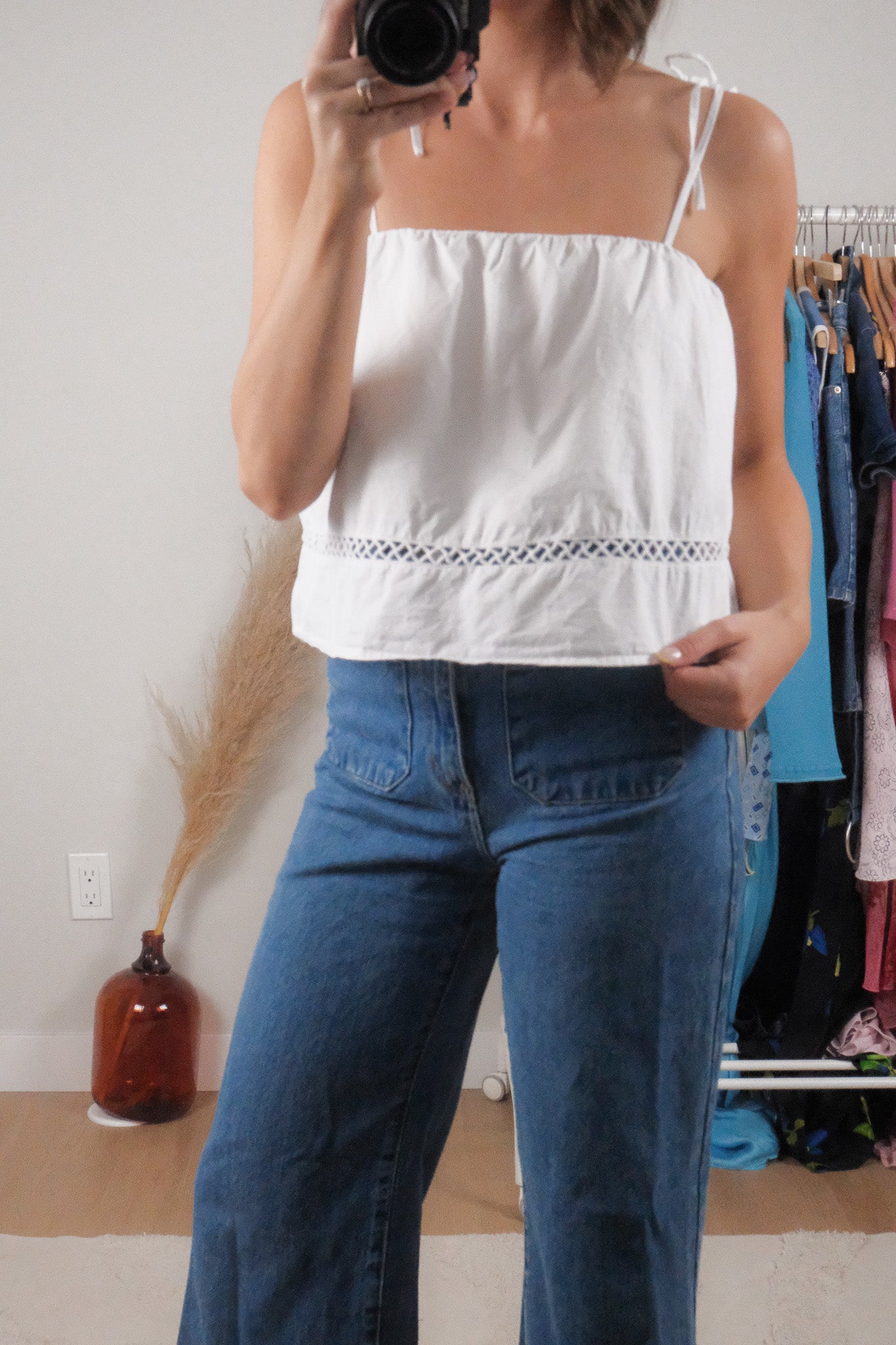 UO x Cotton Poplin Cropped Blouse (S)