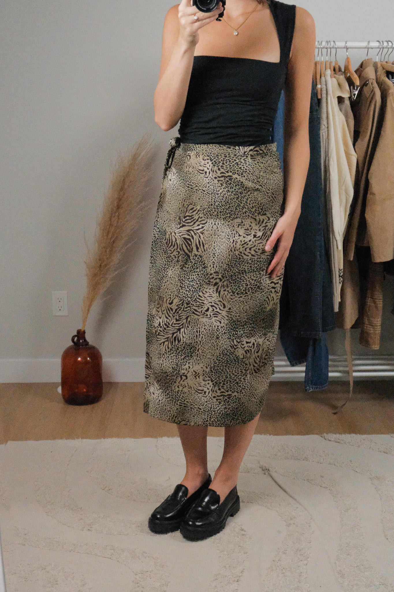 Vintage x Wrap Style Animal Print Midi Skirt (10/12)