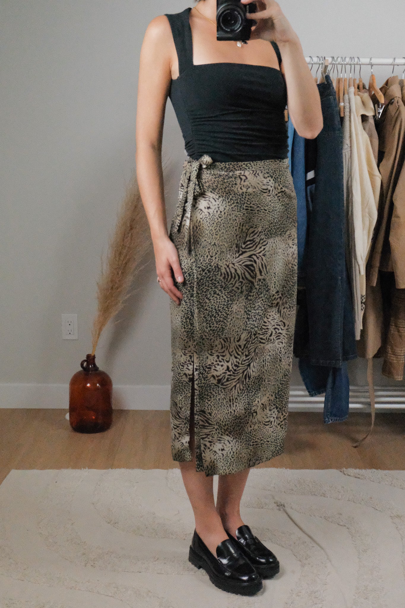 Vintage x Wrap Style Animal Print Midi Skirt (10/12)