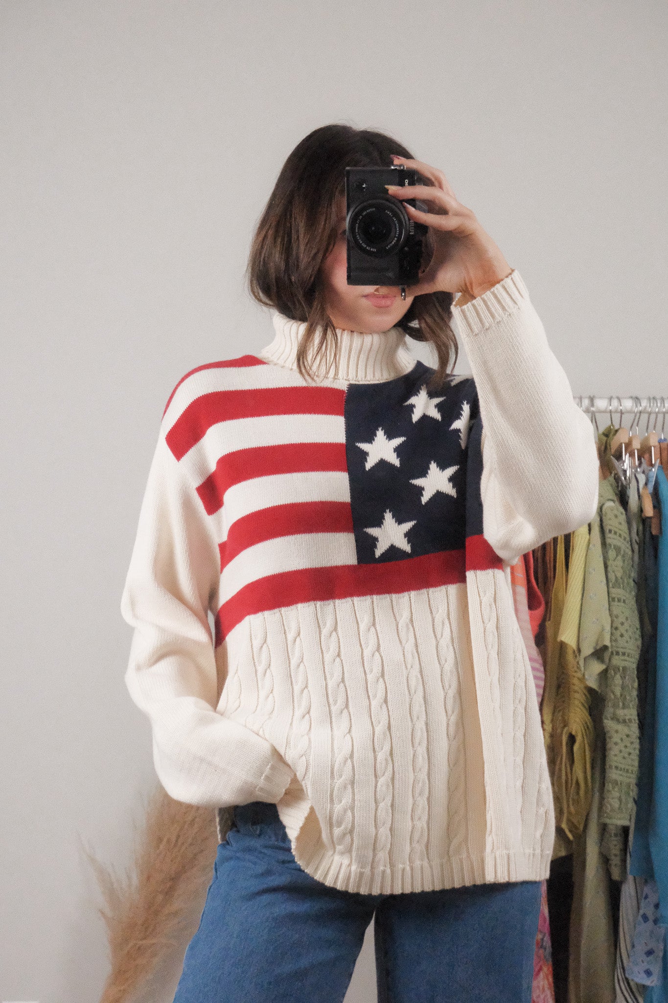 Made in Canada x Vintage x American Flag Chunky Turtleneck (S-XL)