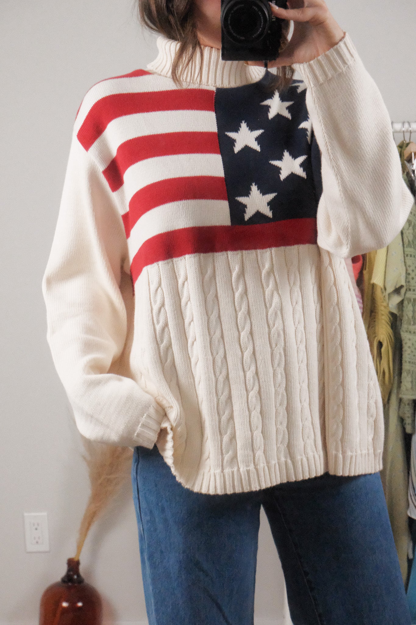 Made in Canada x Vintage x American Flag Chunky Turtleneck (S-XL)