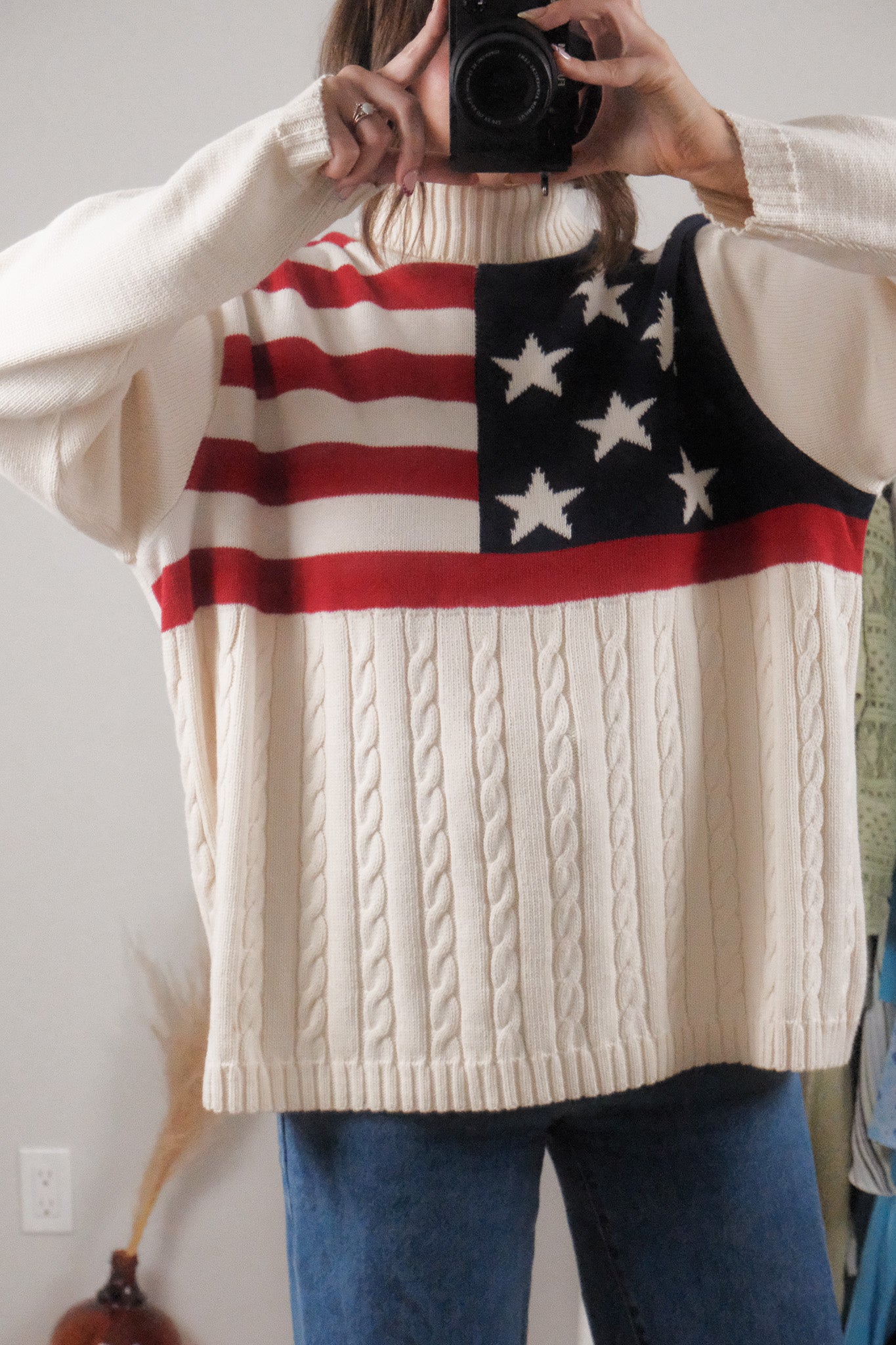 Made in Canada x Vintage x American Flag Chunky Turtleneck (S-XL)