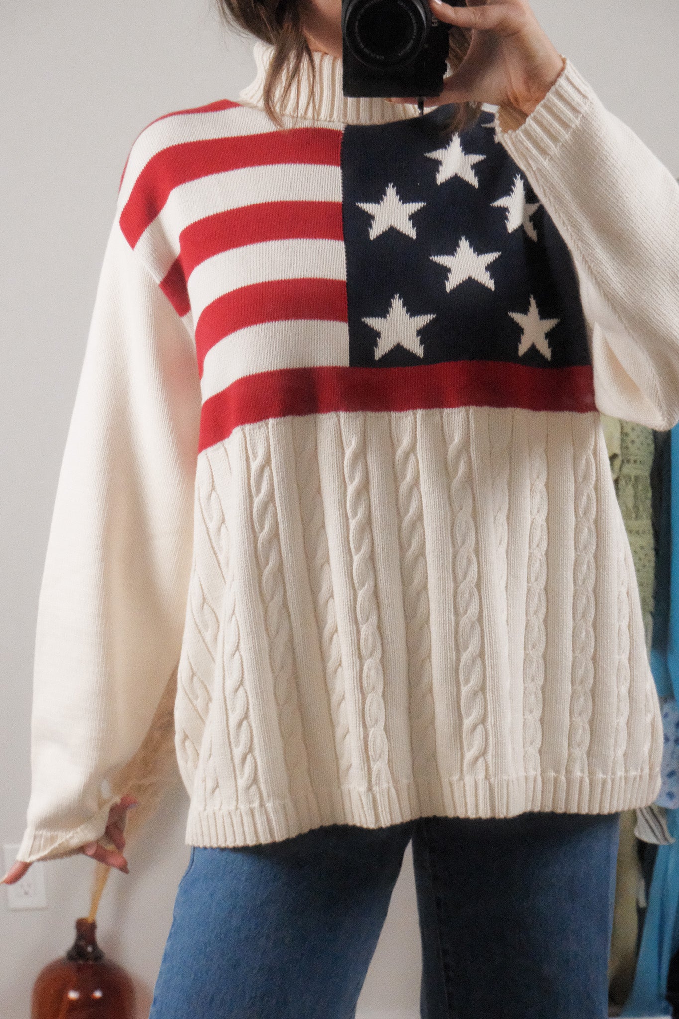 Made in Canada x Vintage x American Flag Chunky Turtleneck (S-XL)