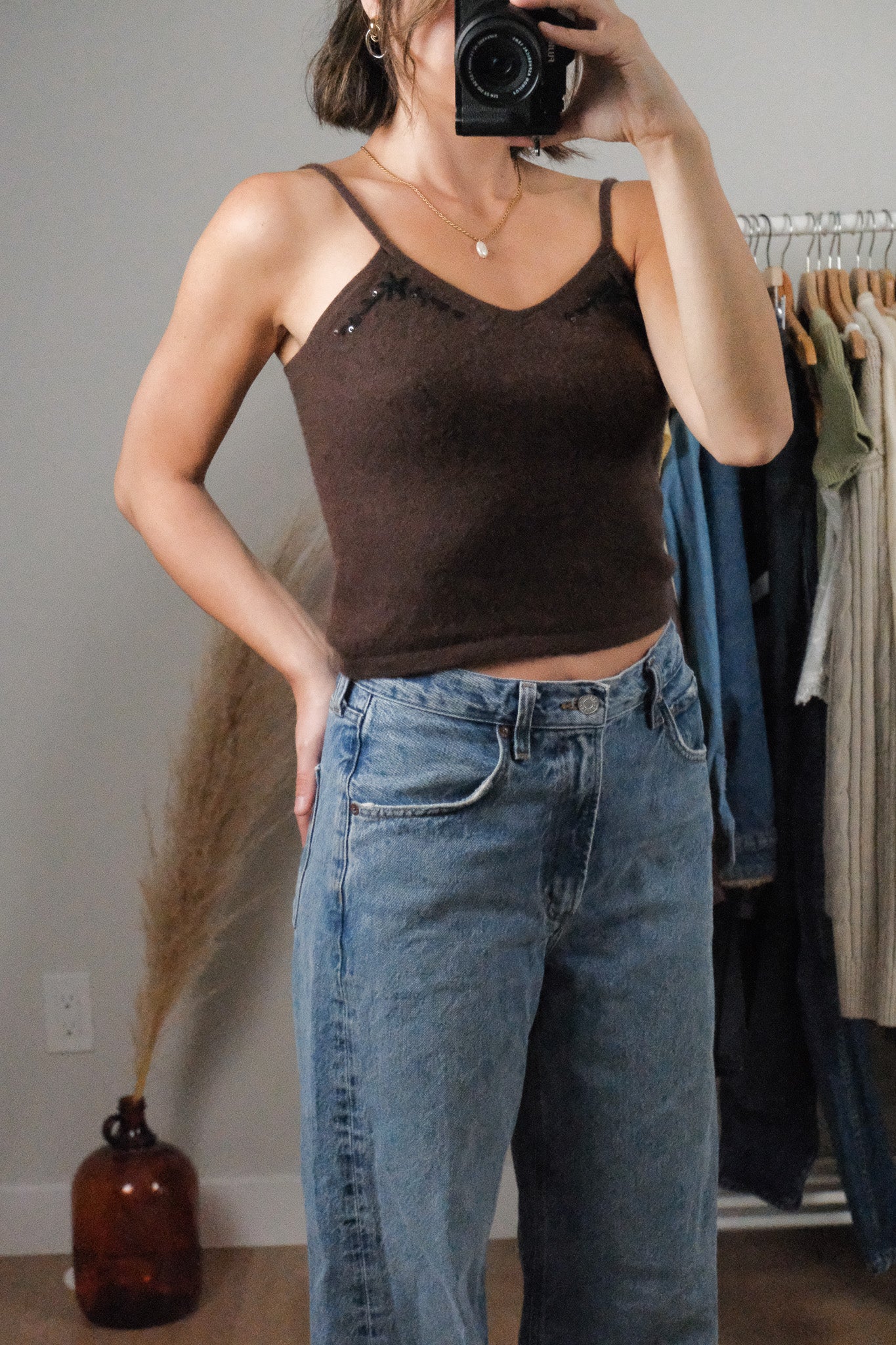 Vintage x 100% Cashmere Sequence Cropped Tank (S/M)