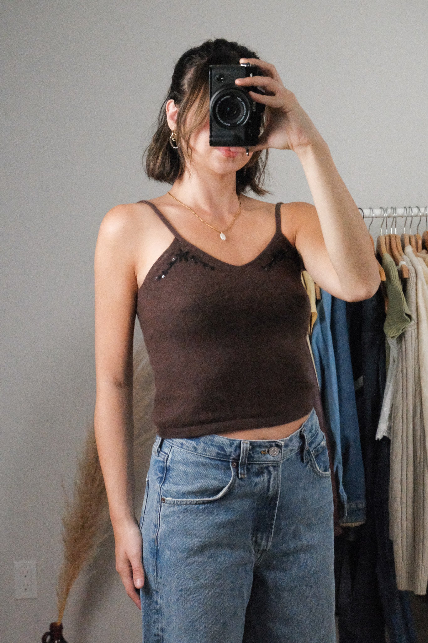Vintage x 100% Cashmere Sequence Cropped Tank (S/M)